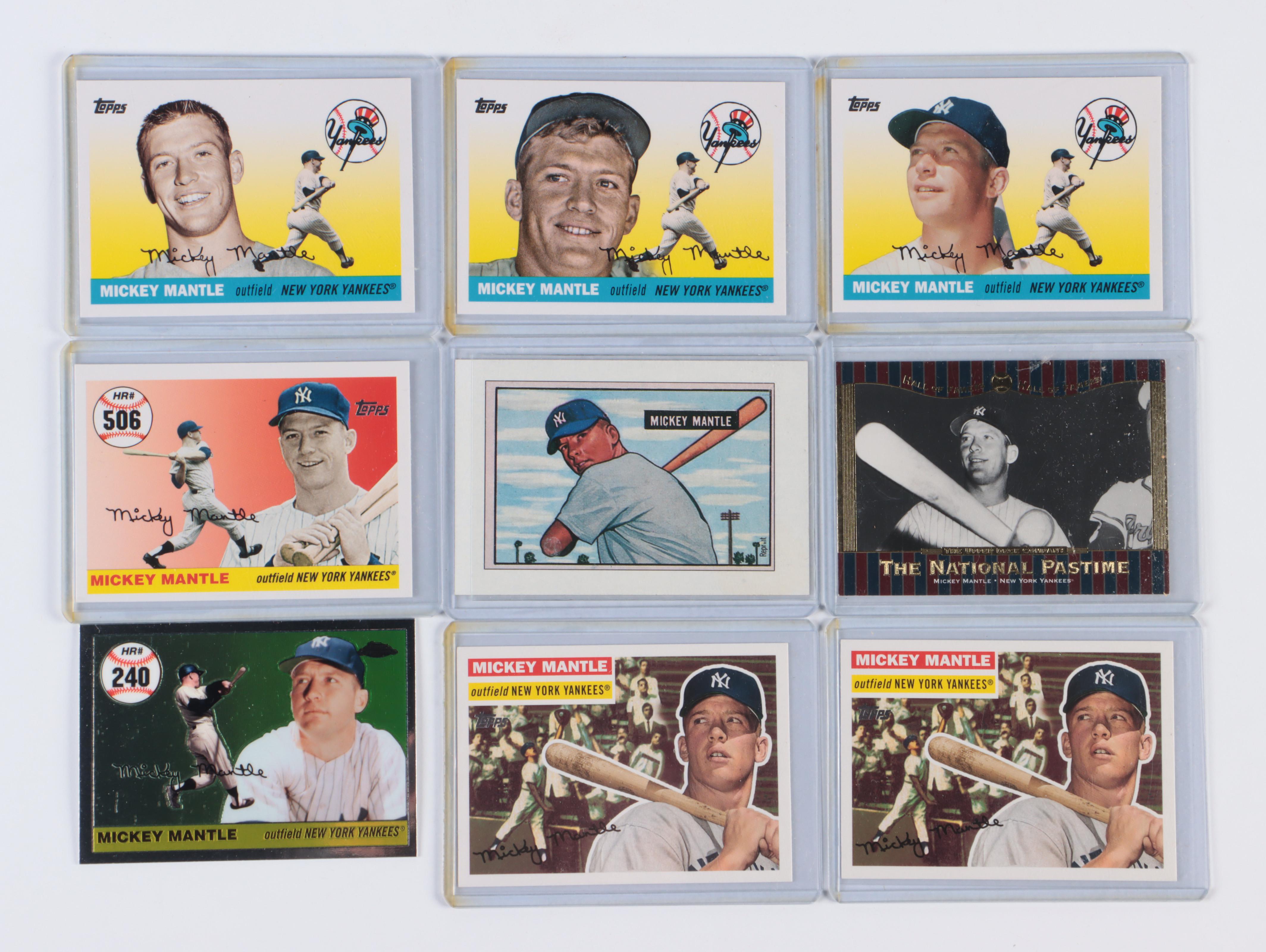 Mickey Mantle Baseball Card Collection Featuring Reprints and More, 1980s–2020s
