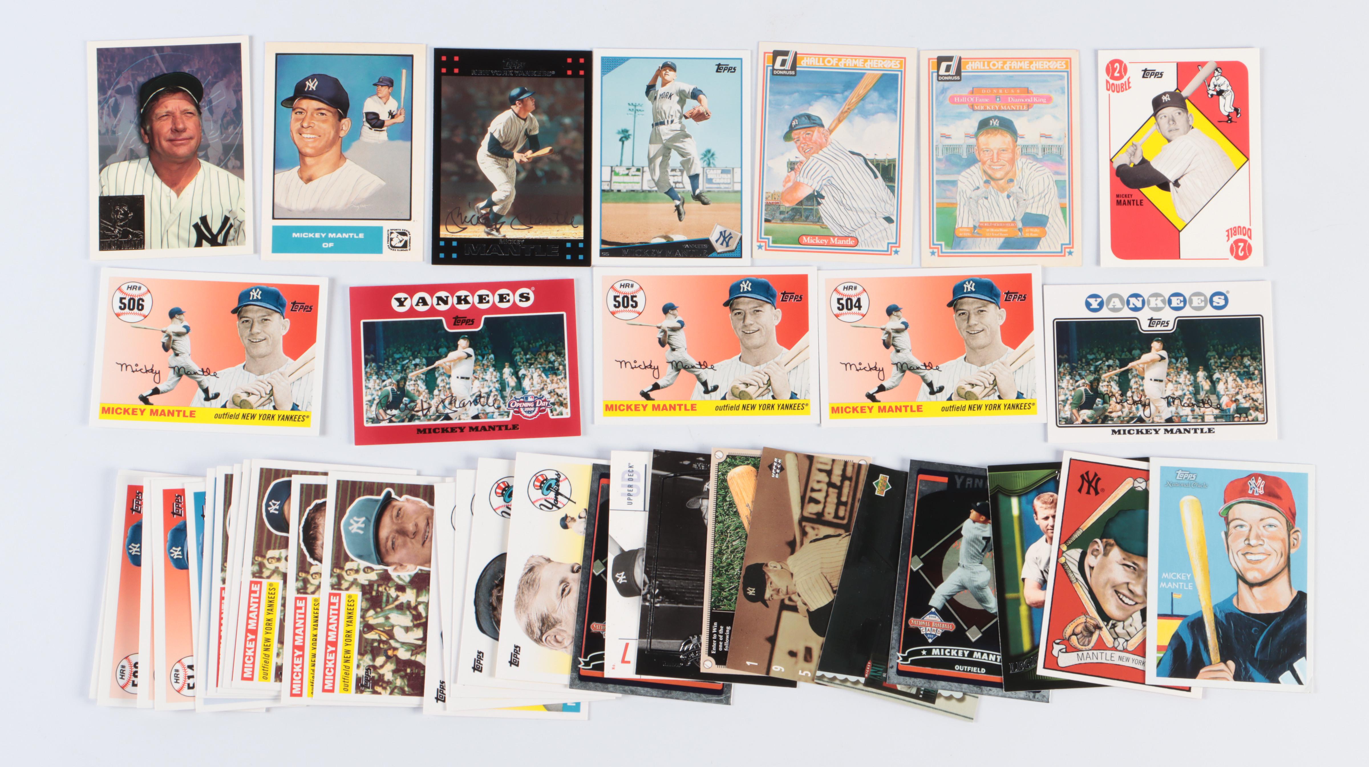 Mickey Mantle Baseball Card Collection Featuring Reprints and More, 1980s–2020s