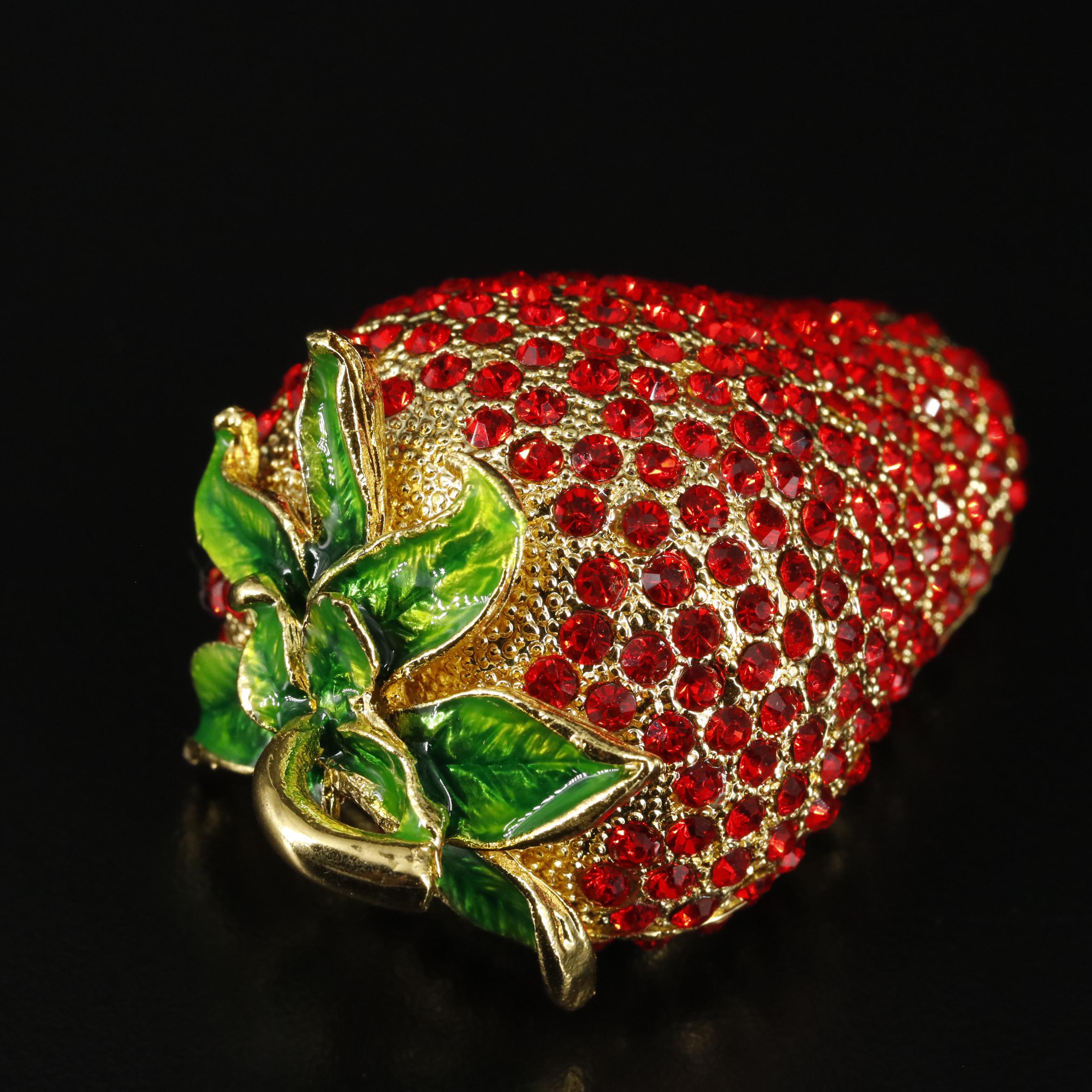 Red Strawberry Crystal Trinket Case with Box