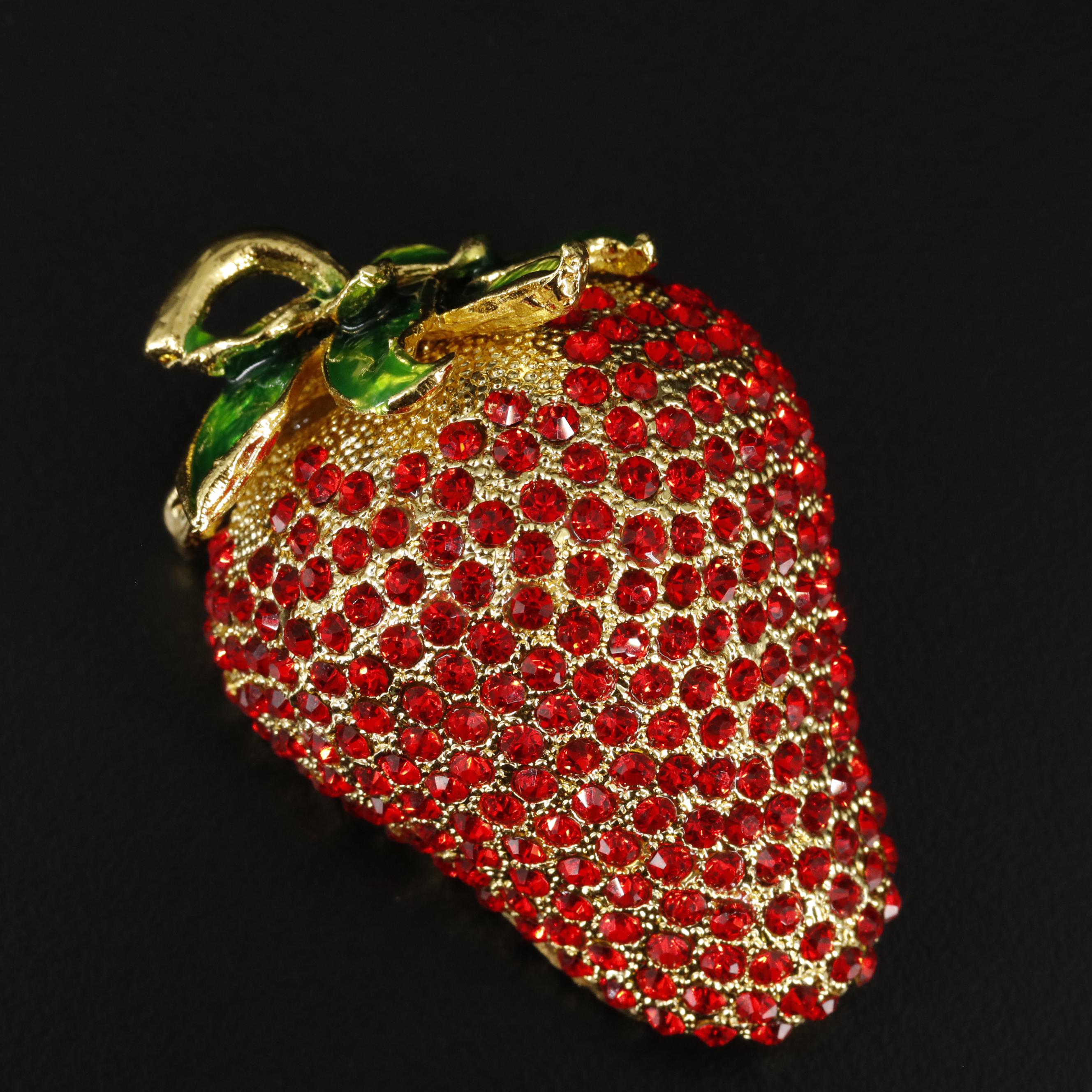 Red Strawberry Crystal Trinket Case with Box