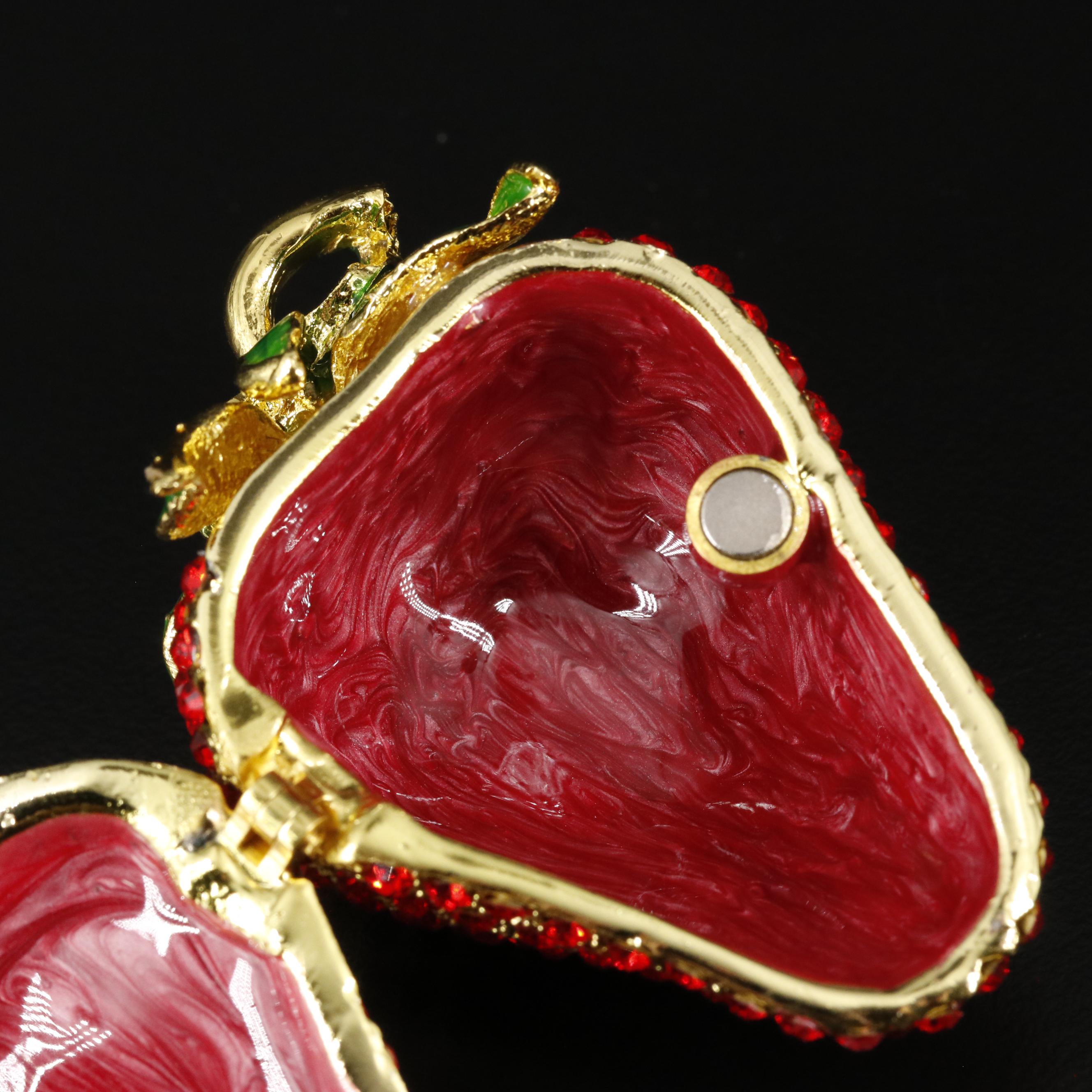 Red Strawberry Crystal Trinket Case with Box