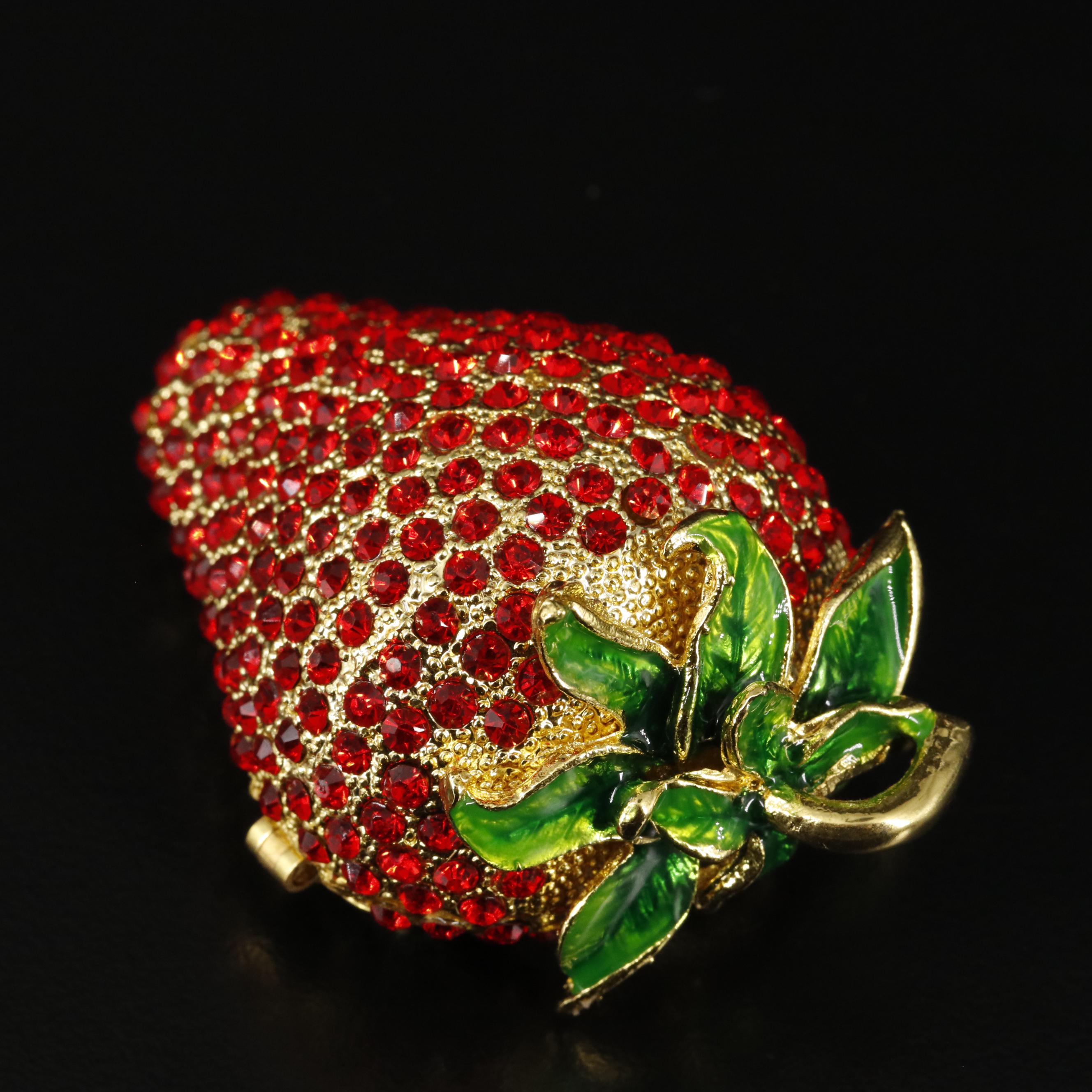 Red Strawberry Crystal Trinket Case with Box