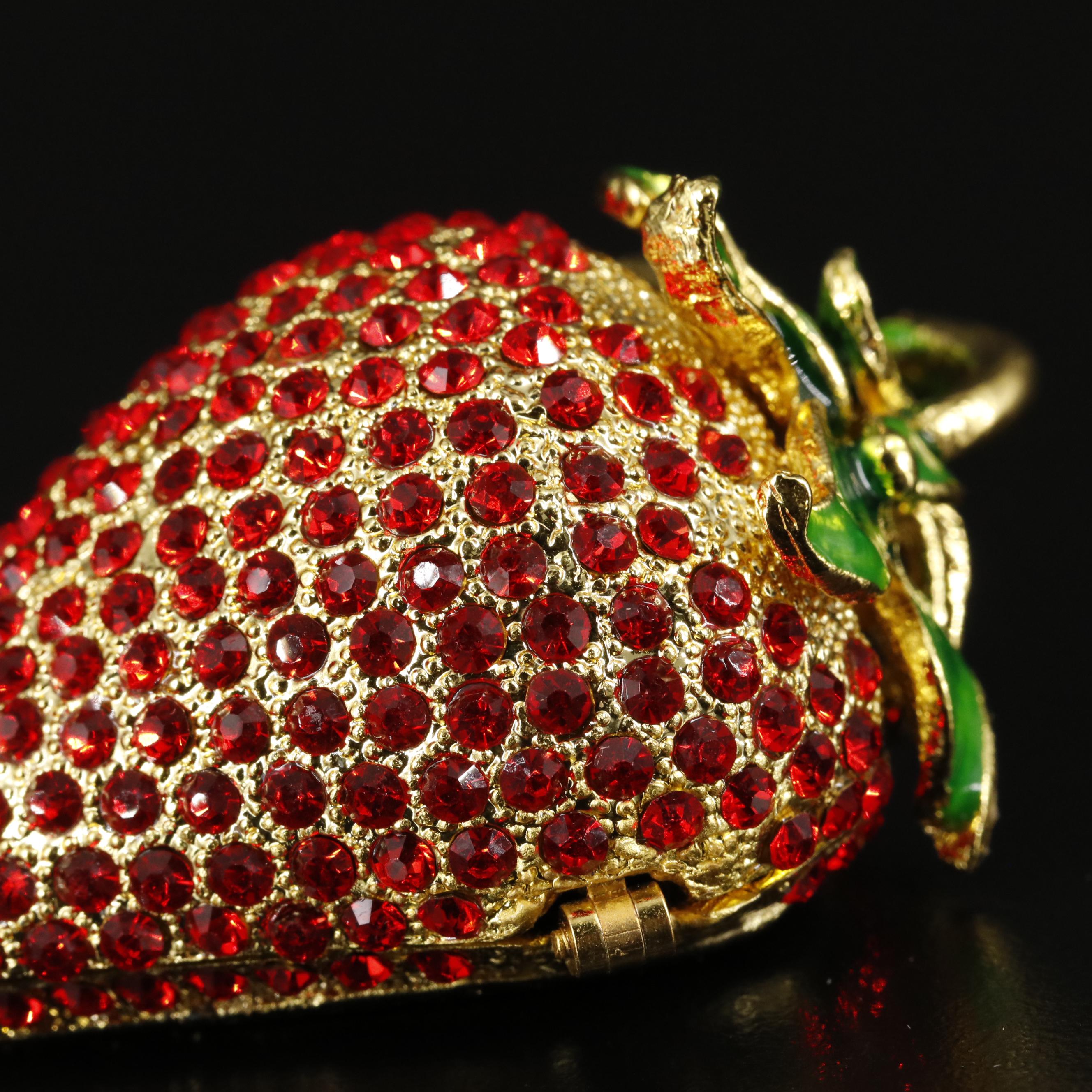 Red Strawberry Crystal Trinket Case with Box