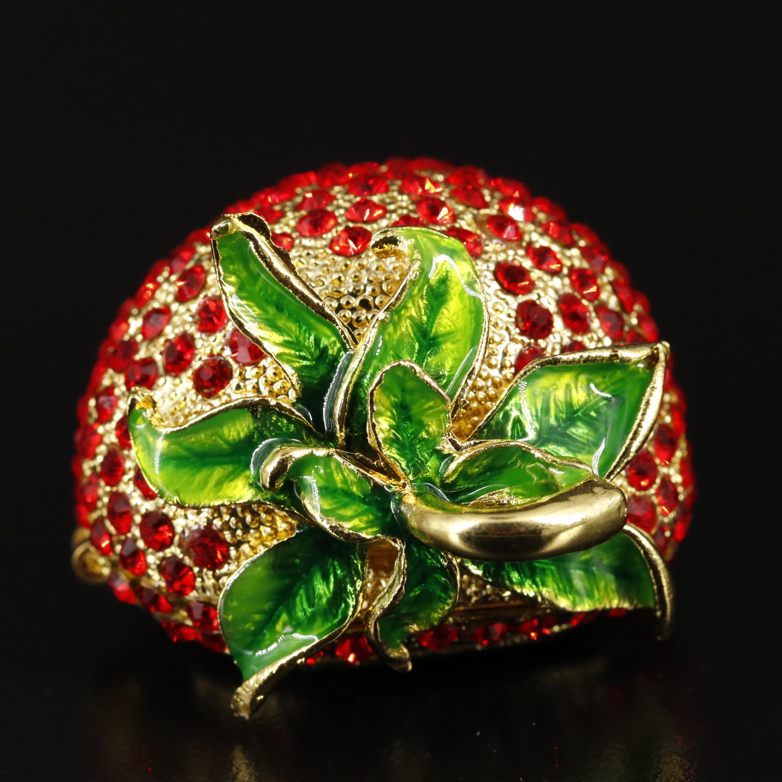 Red Strawberry Crystal Trinket Case with Box