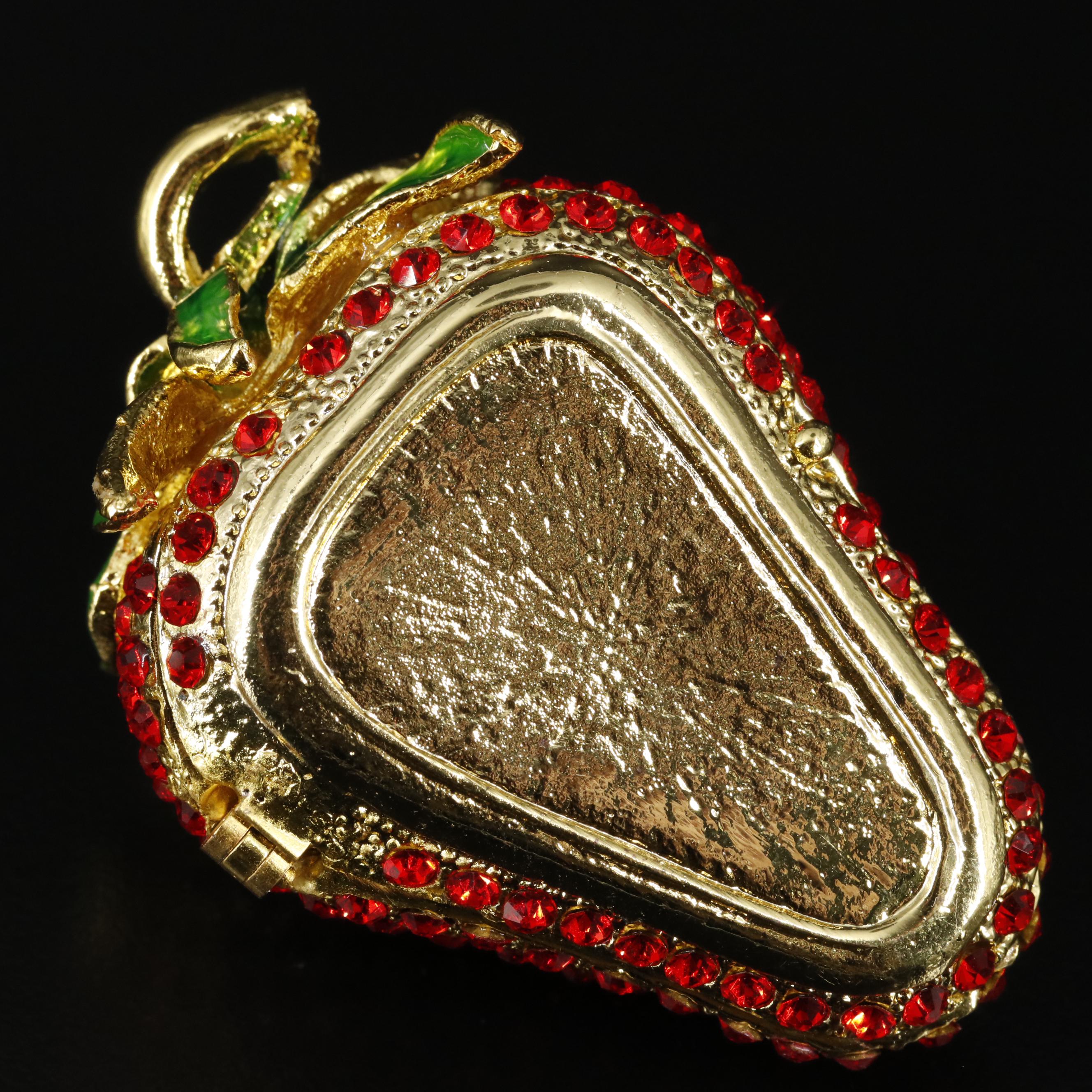 Red Strawberry Crystal Trinket Case with Box