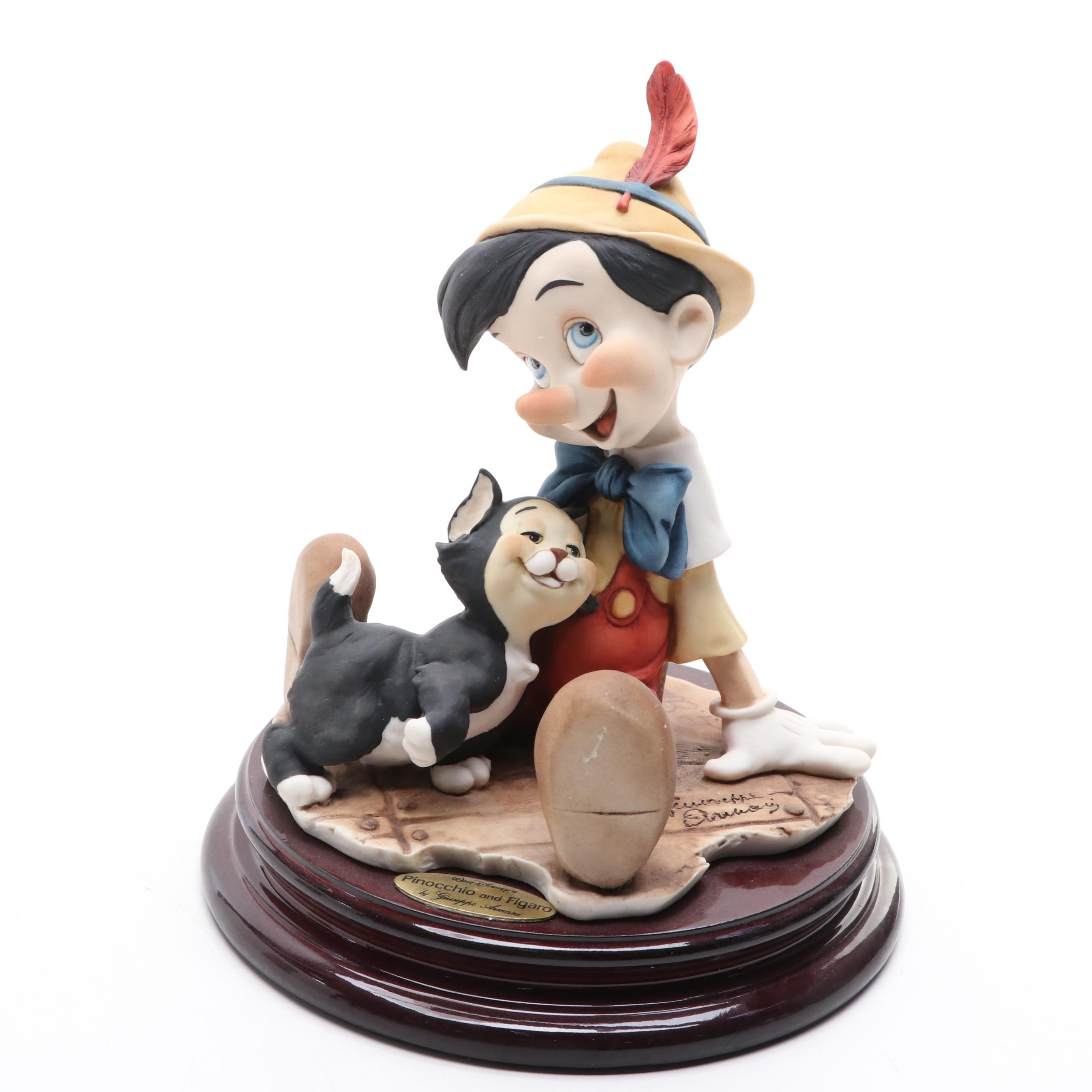 Giuseppe Armani "Pinocchio and Figaro" Artist Signed Porcelain Figurine