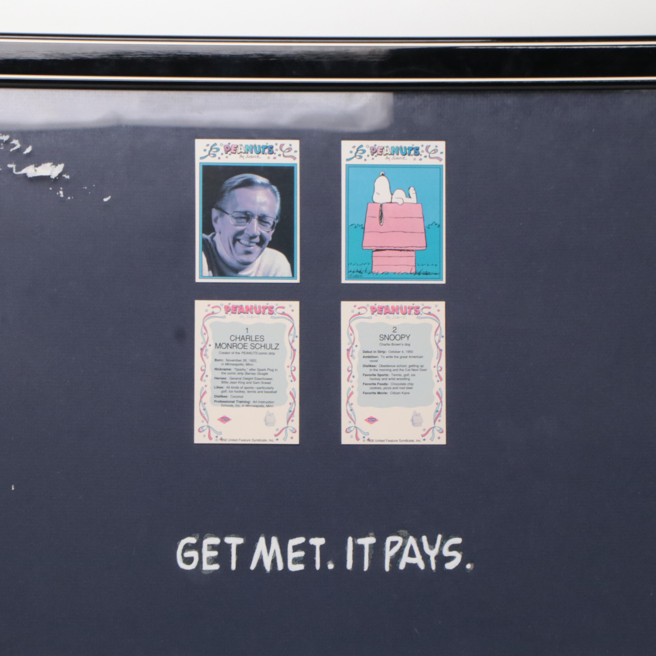 Met Life Insurance Peanuts Trading Cards in Framed Display EBTH