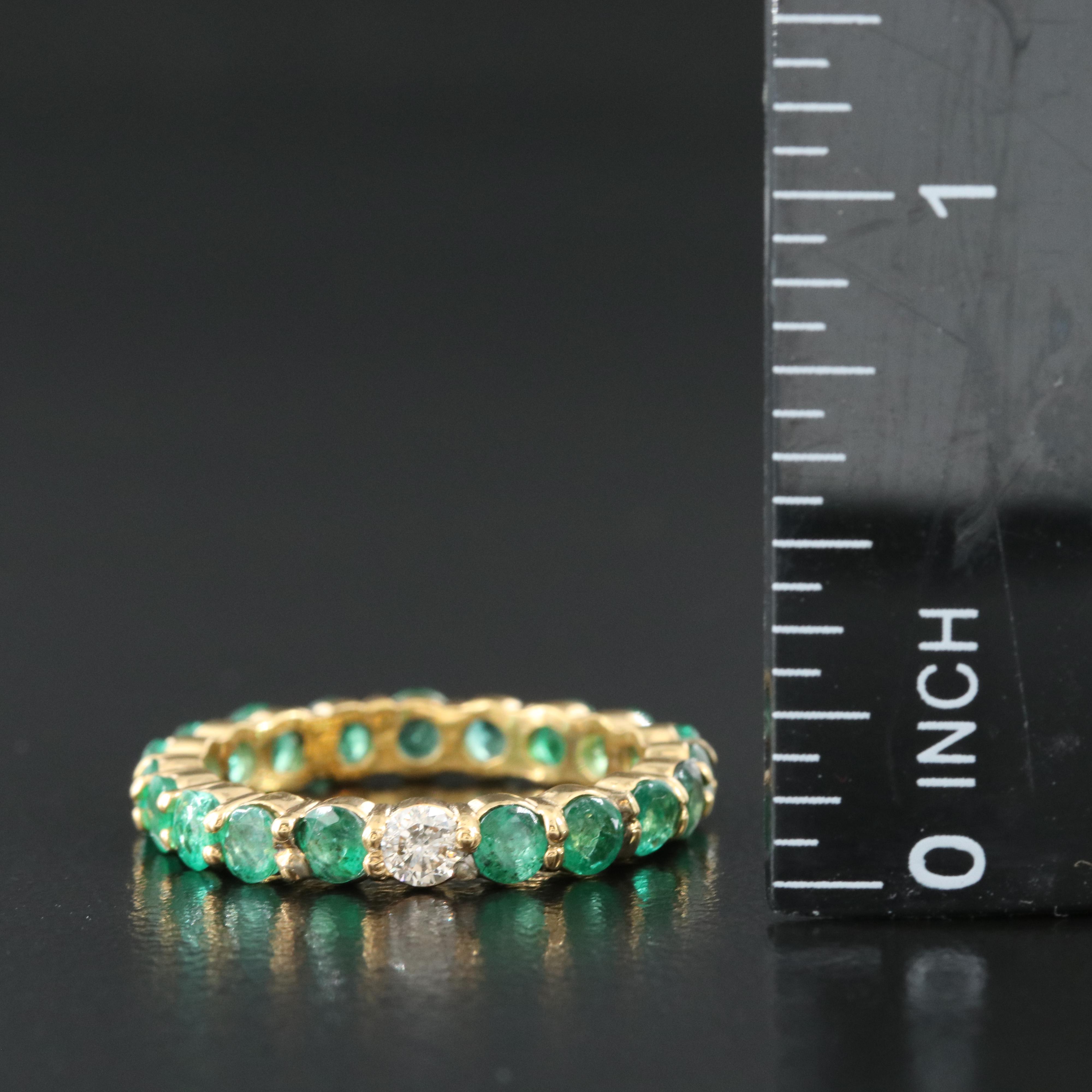 14K Diamond and Emerald Eternity Band