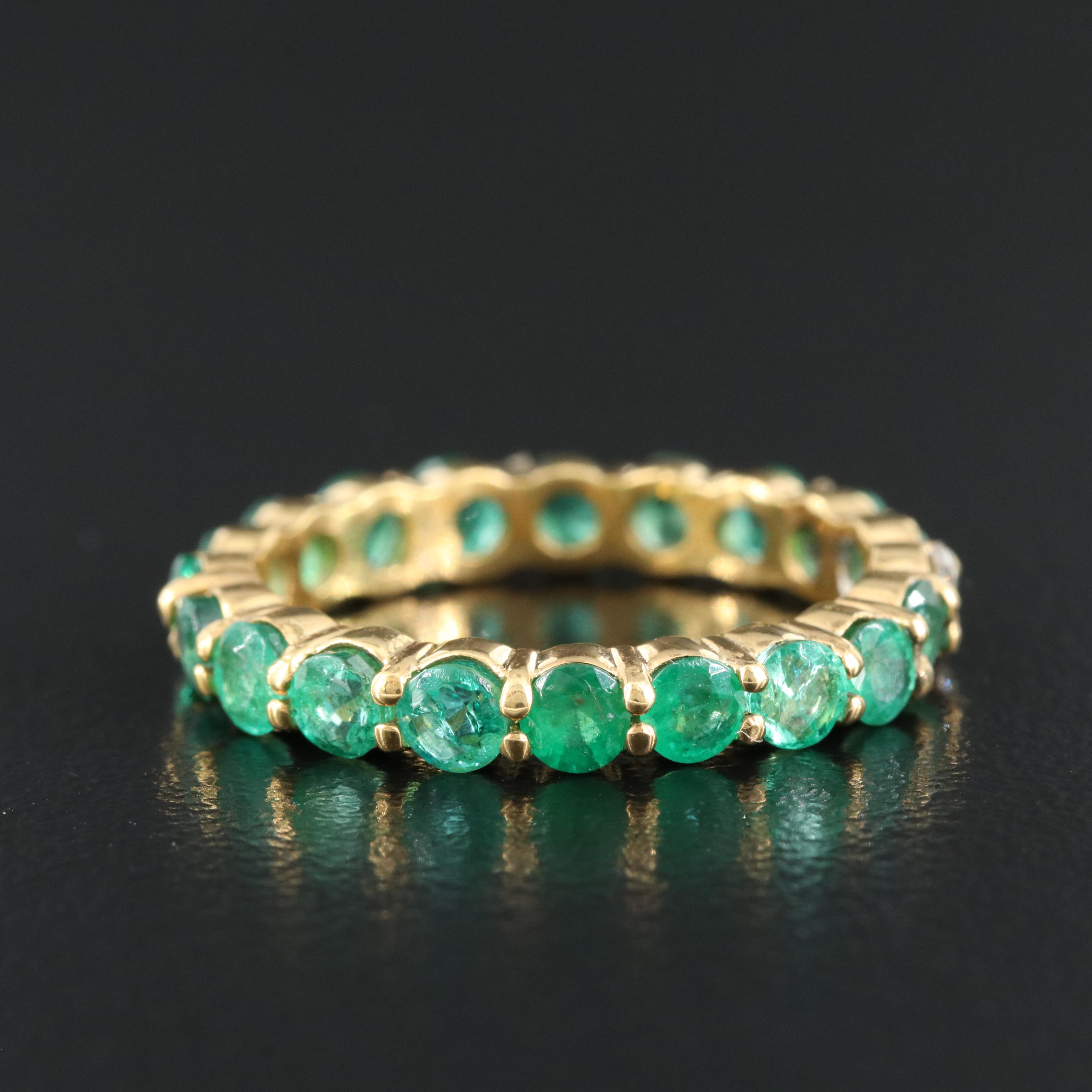 14K Diamond and Emerald Eternity Band