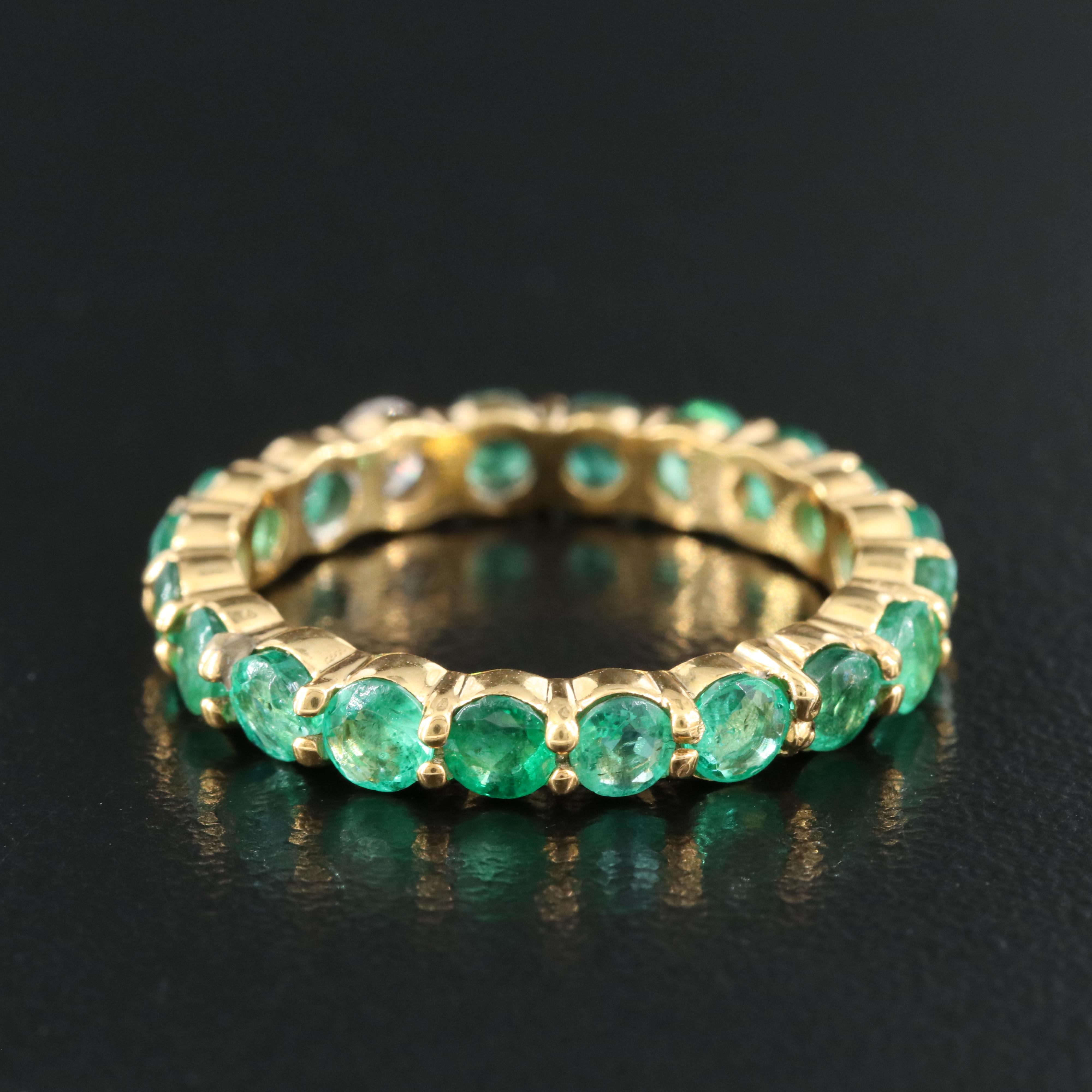 14K Diamond and Emerald Eternity Band