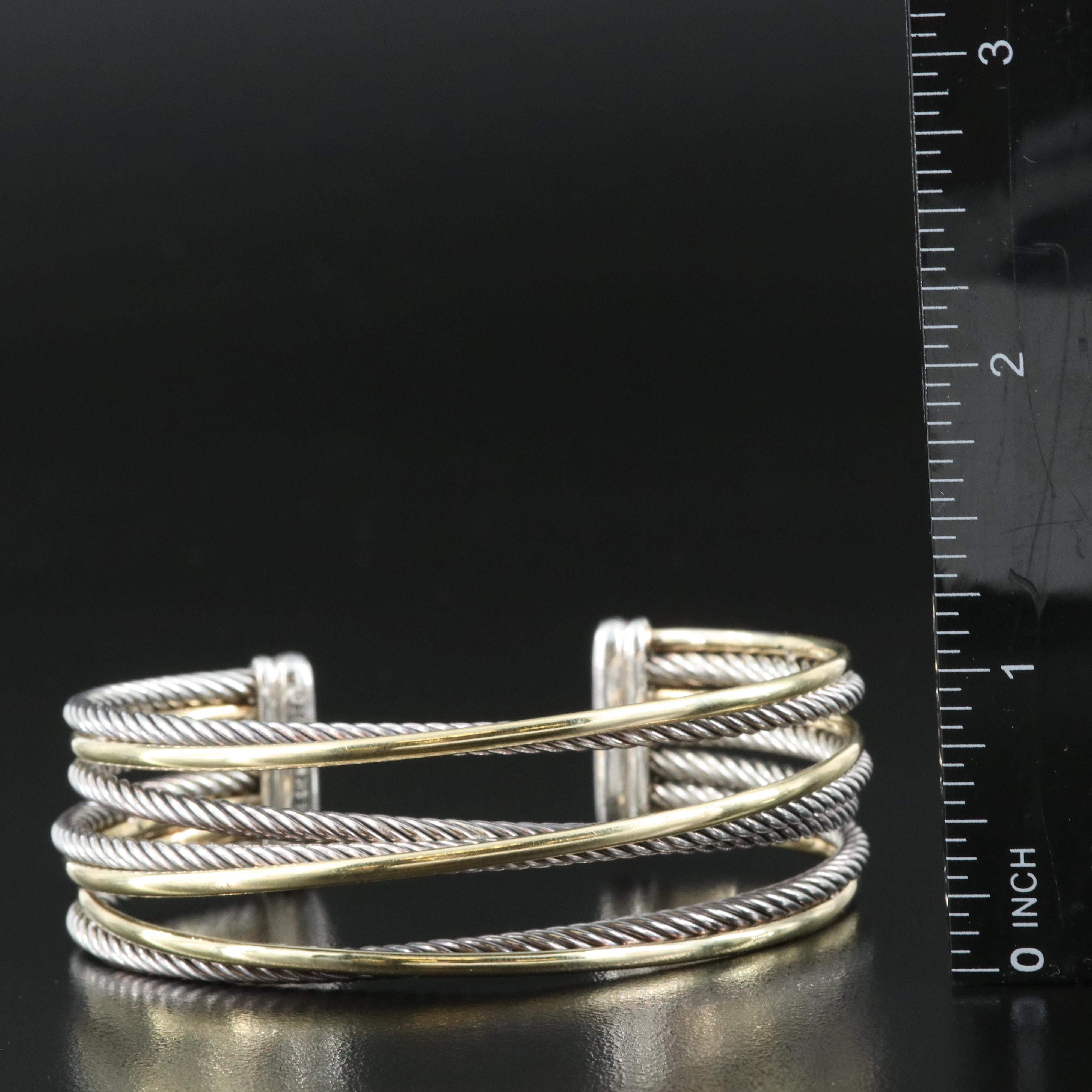 David Yurman "Cable Crossover" Sterling Cuff with 18K Bonded Gold Accents