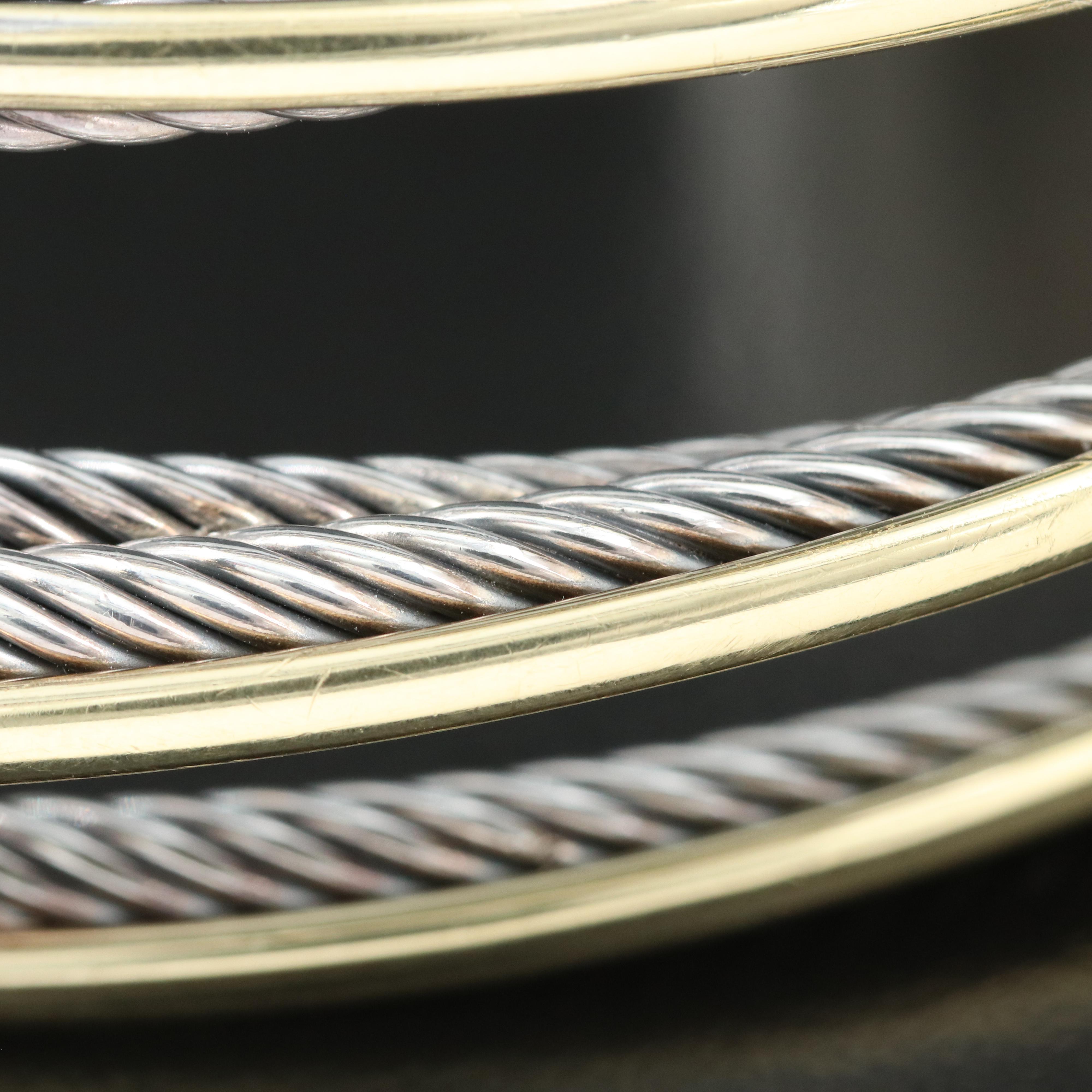 David Yurman "Cable Crossover" Sterling Cuff with 18K Bonded Gold Accents