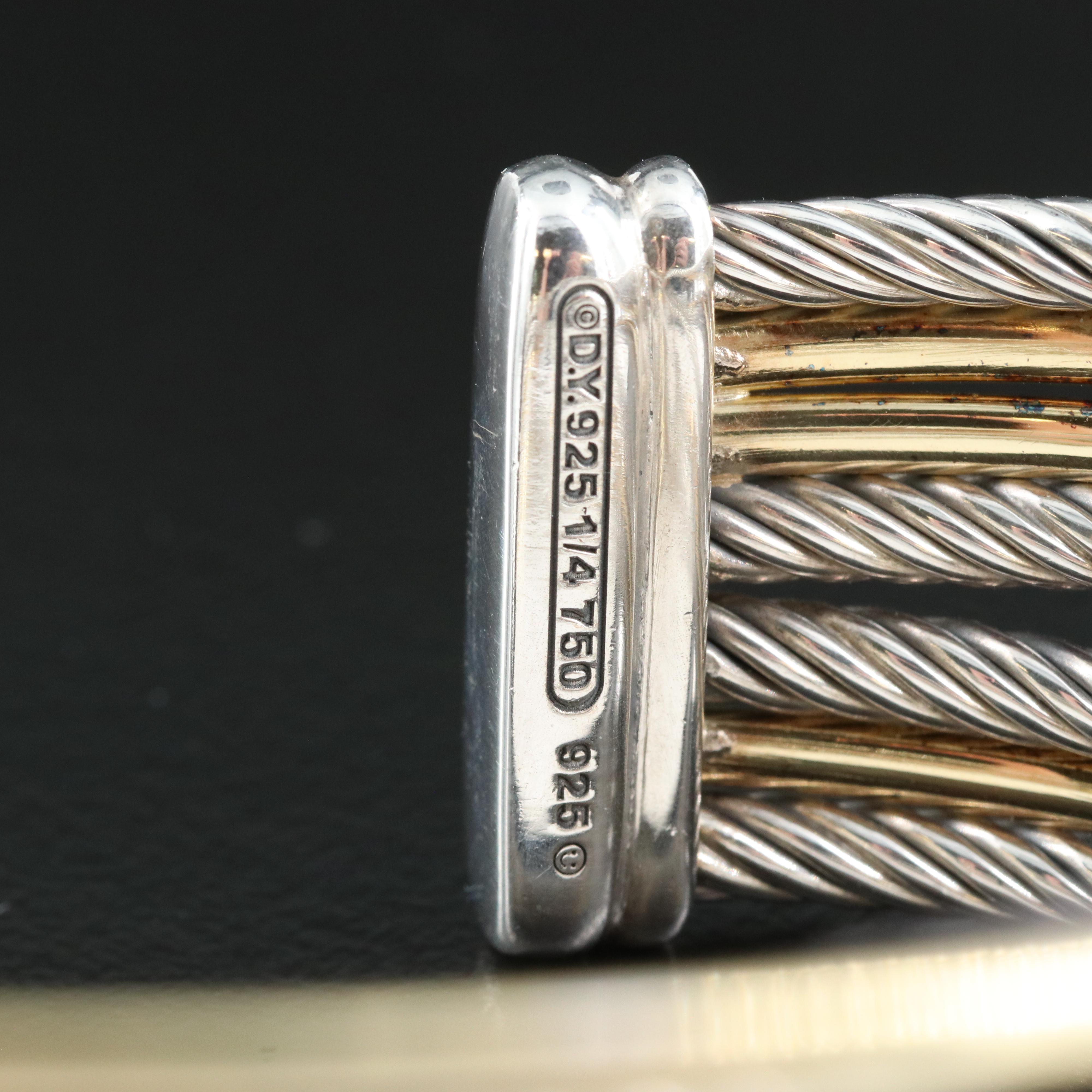 David Yurman "Cable Crossover" Sterling Cuff with 18K Bonded Gold Accents