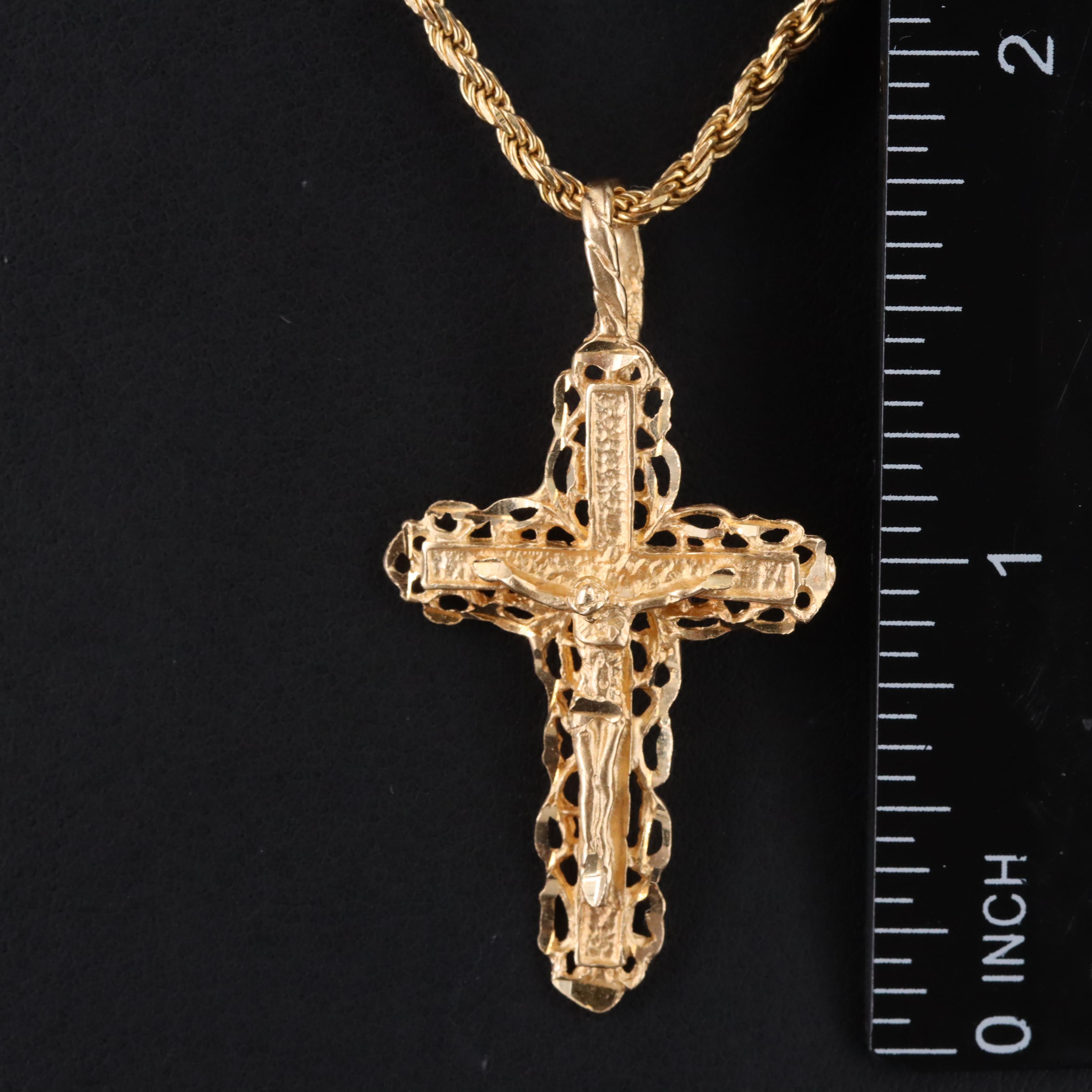 14K Crucifix Pendant Necklace