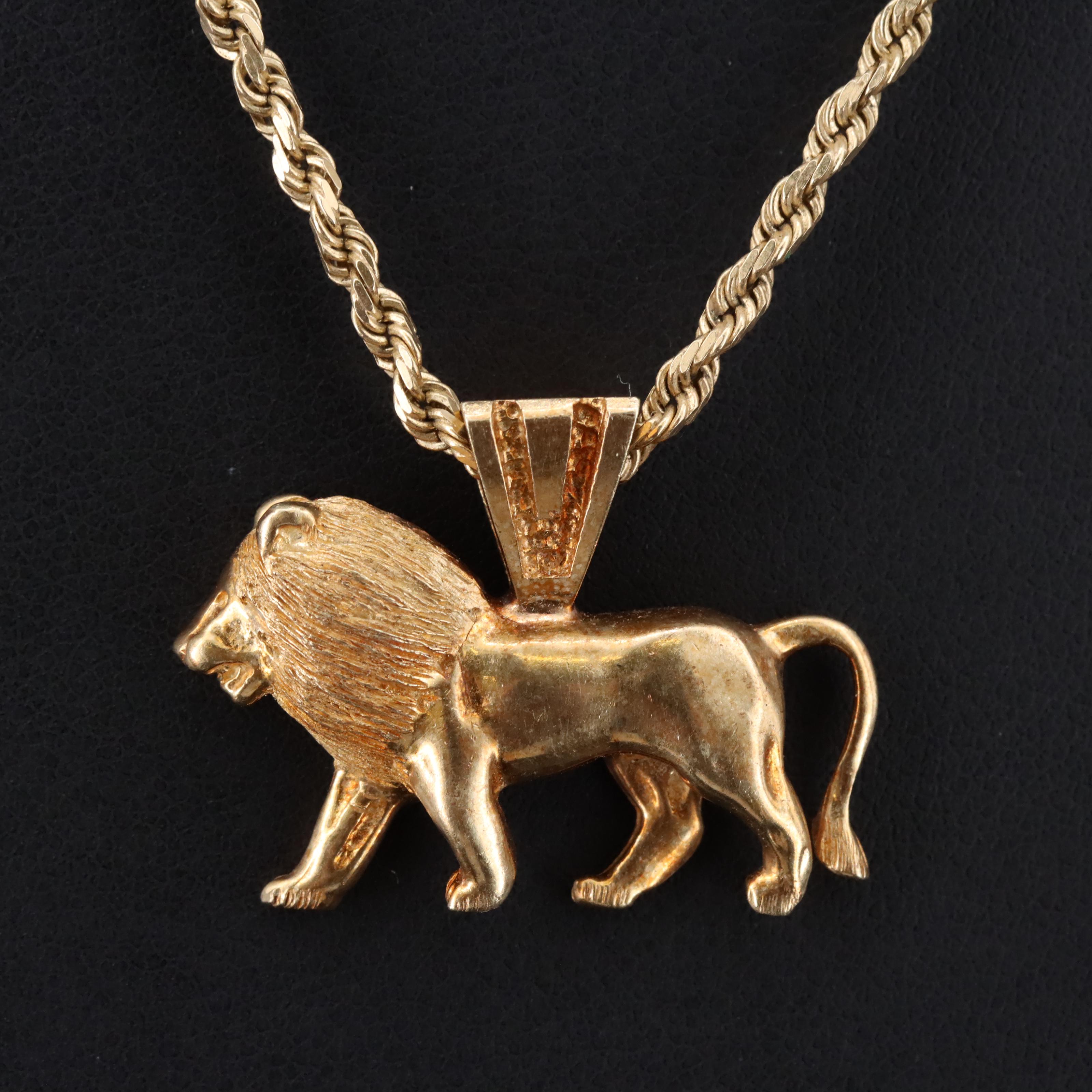 Maurice Katz 14K Lion Pendant Necklace