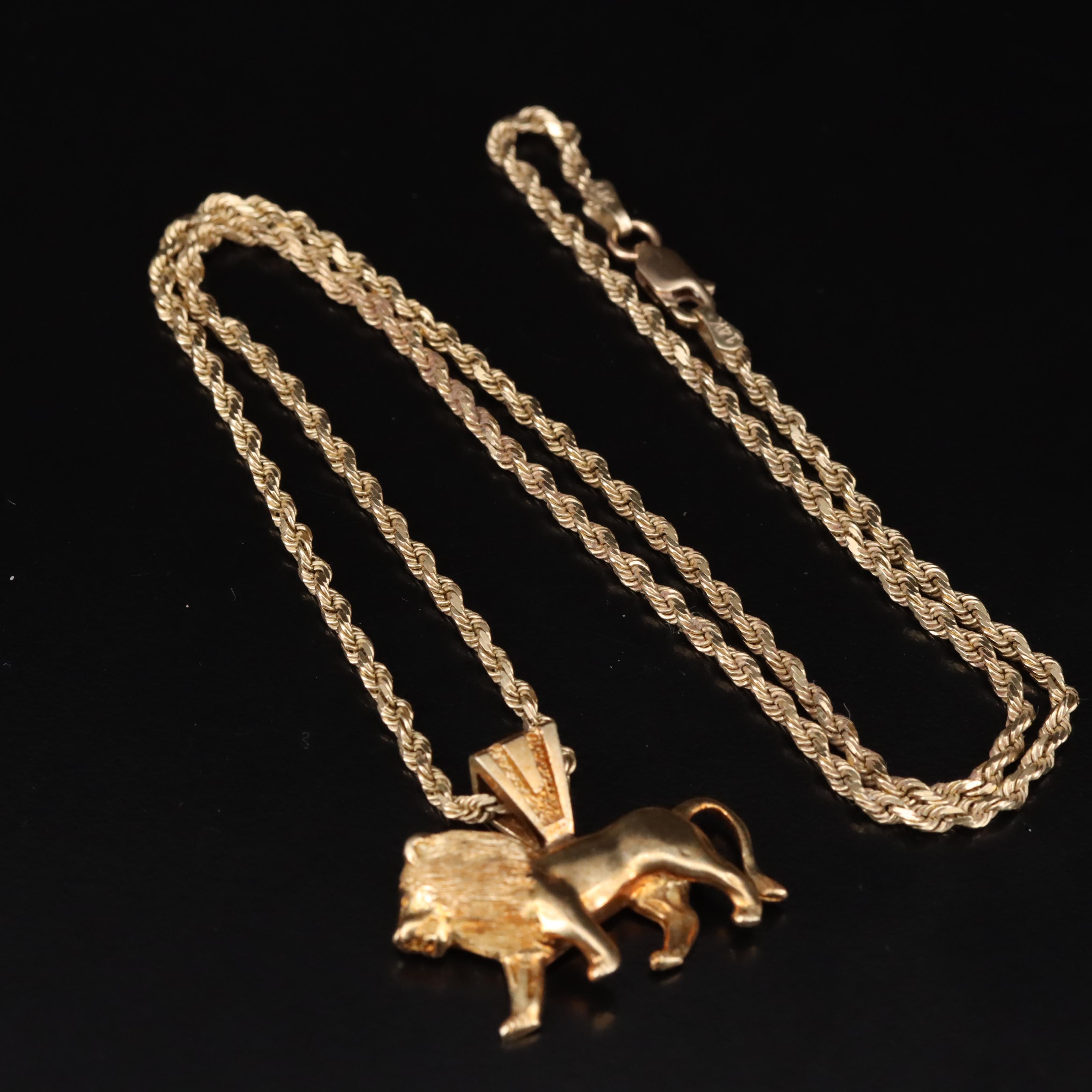Maurice Katz 14K Lion Pendant Necklace