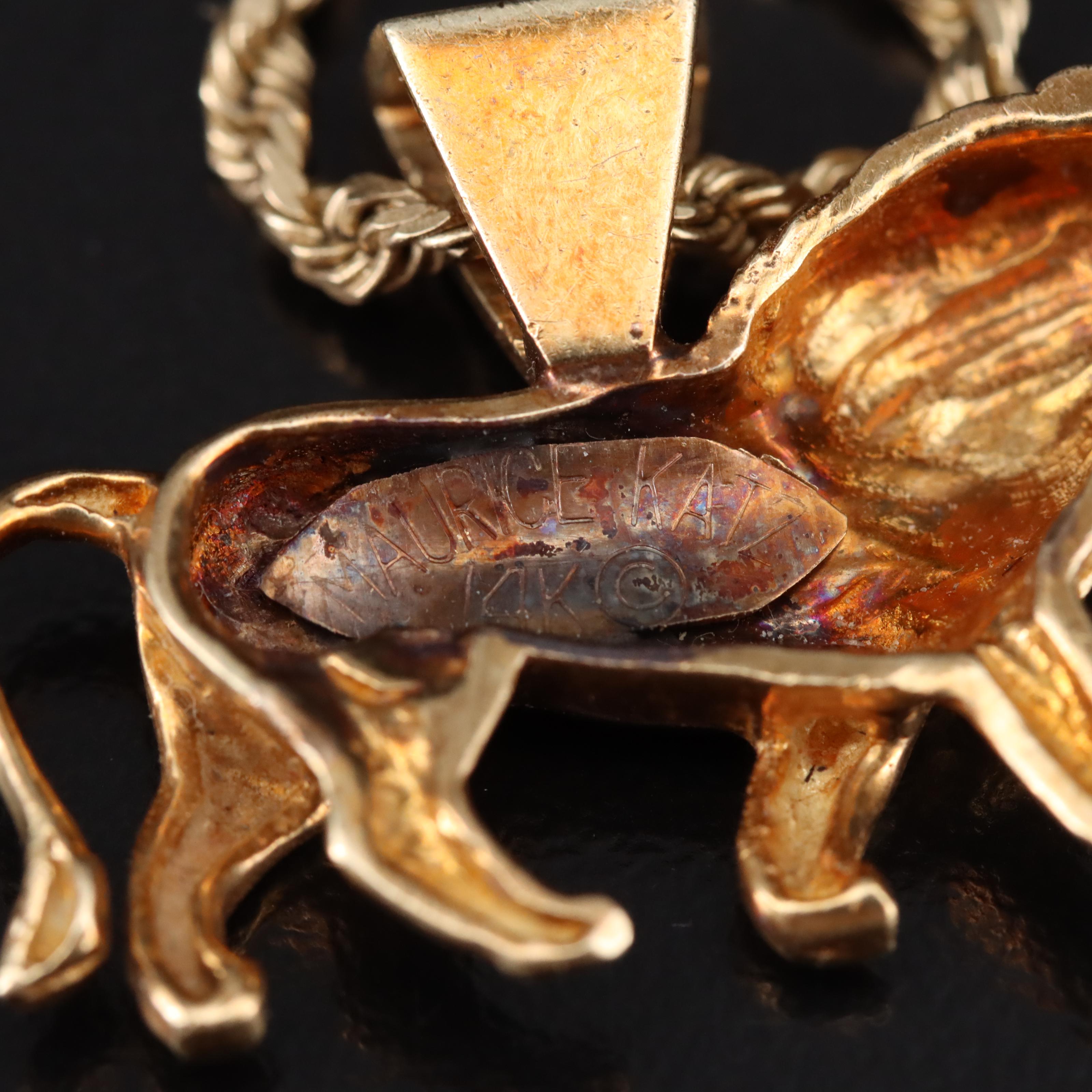 Maurice Katz 14K Lion Pendant Necklace