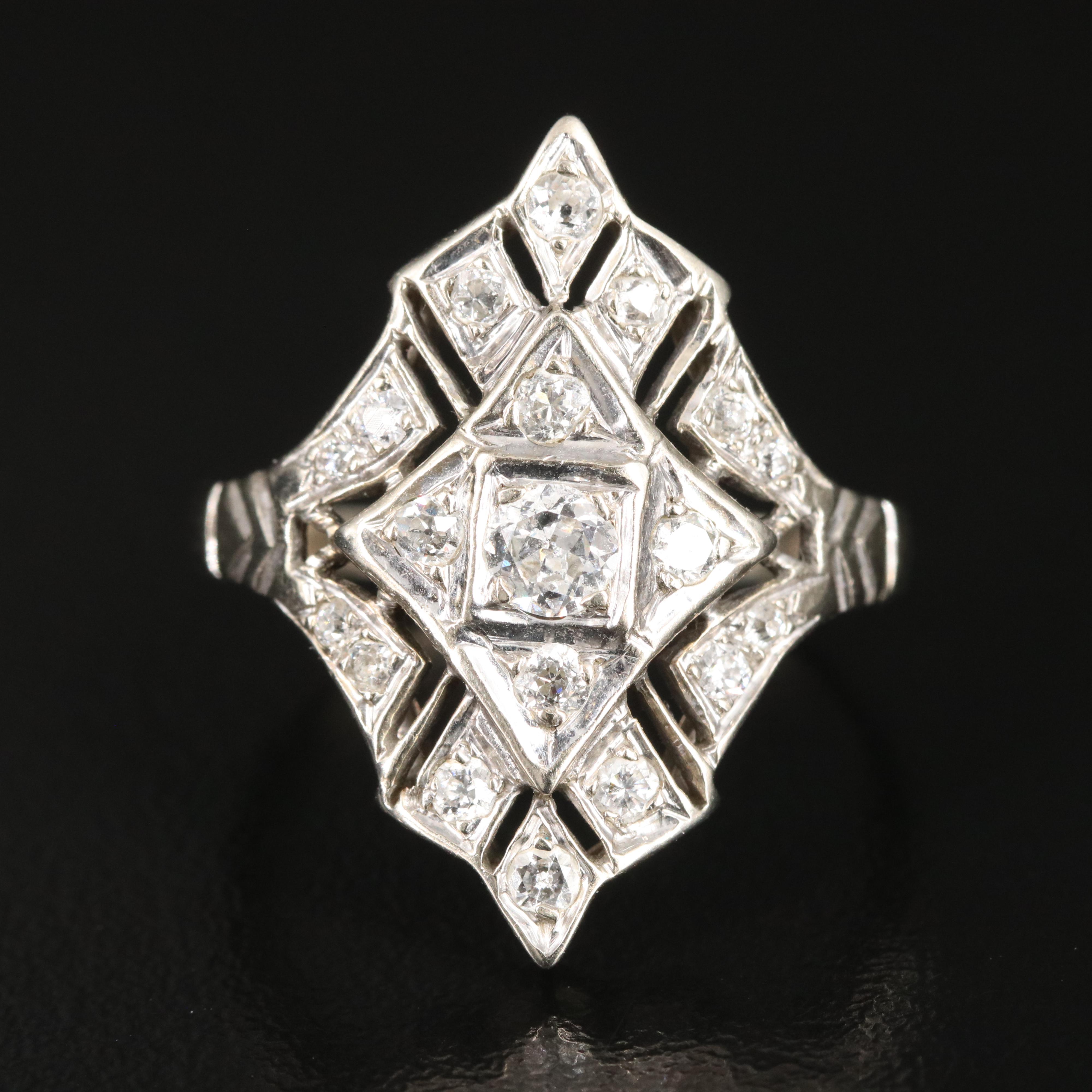 Art Deco 14K 0.82 CTW Diamond Ring