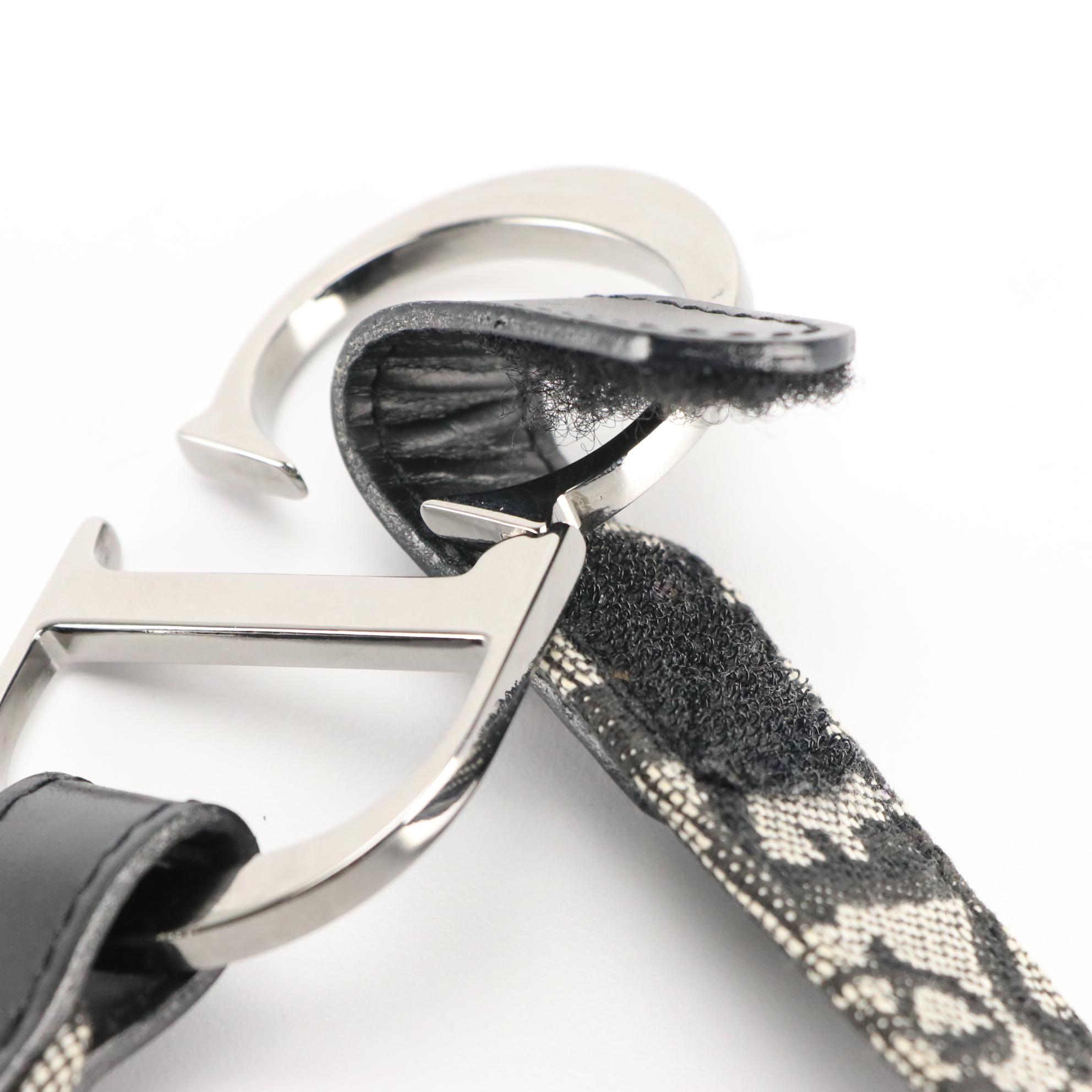 Christian Dior Belt in Trotter Logo Oblique Jacquard and Black Leather