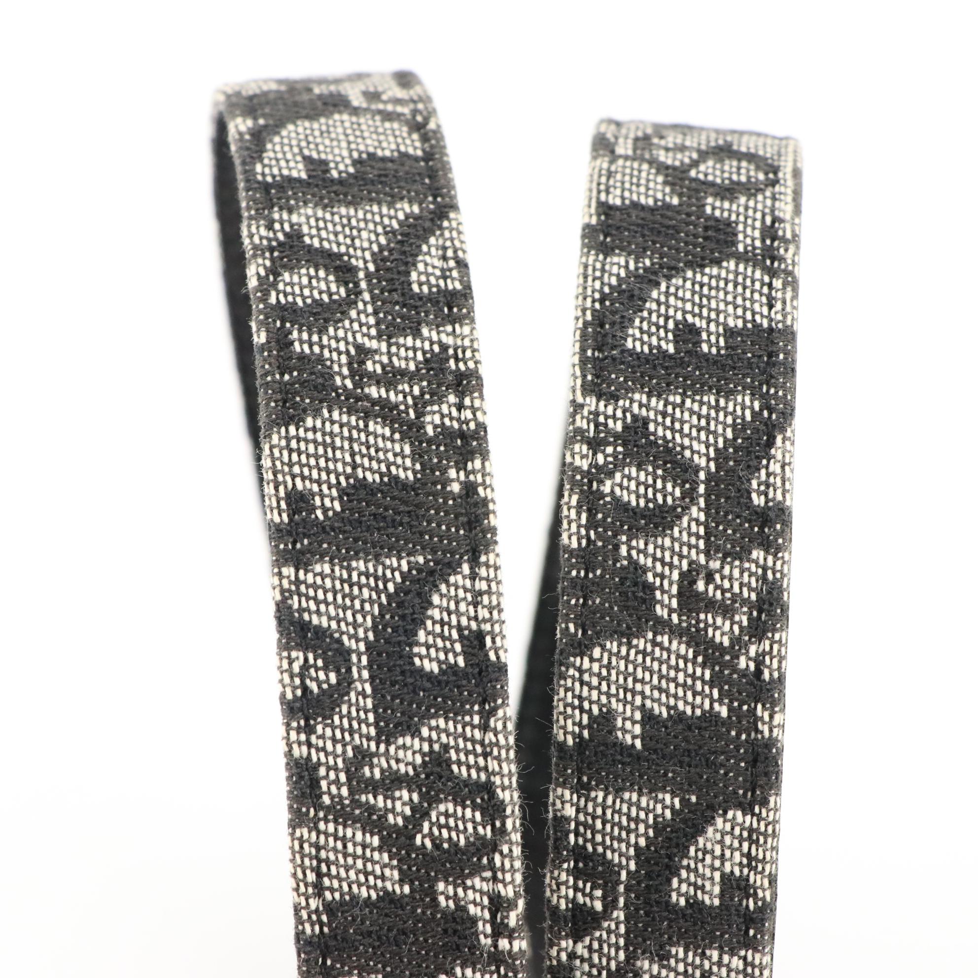 Christian Dior Belt in Trotter Logo Oblique Jacquard and Black Leather