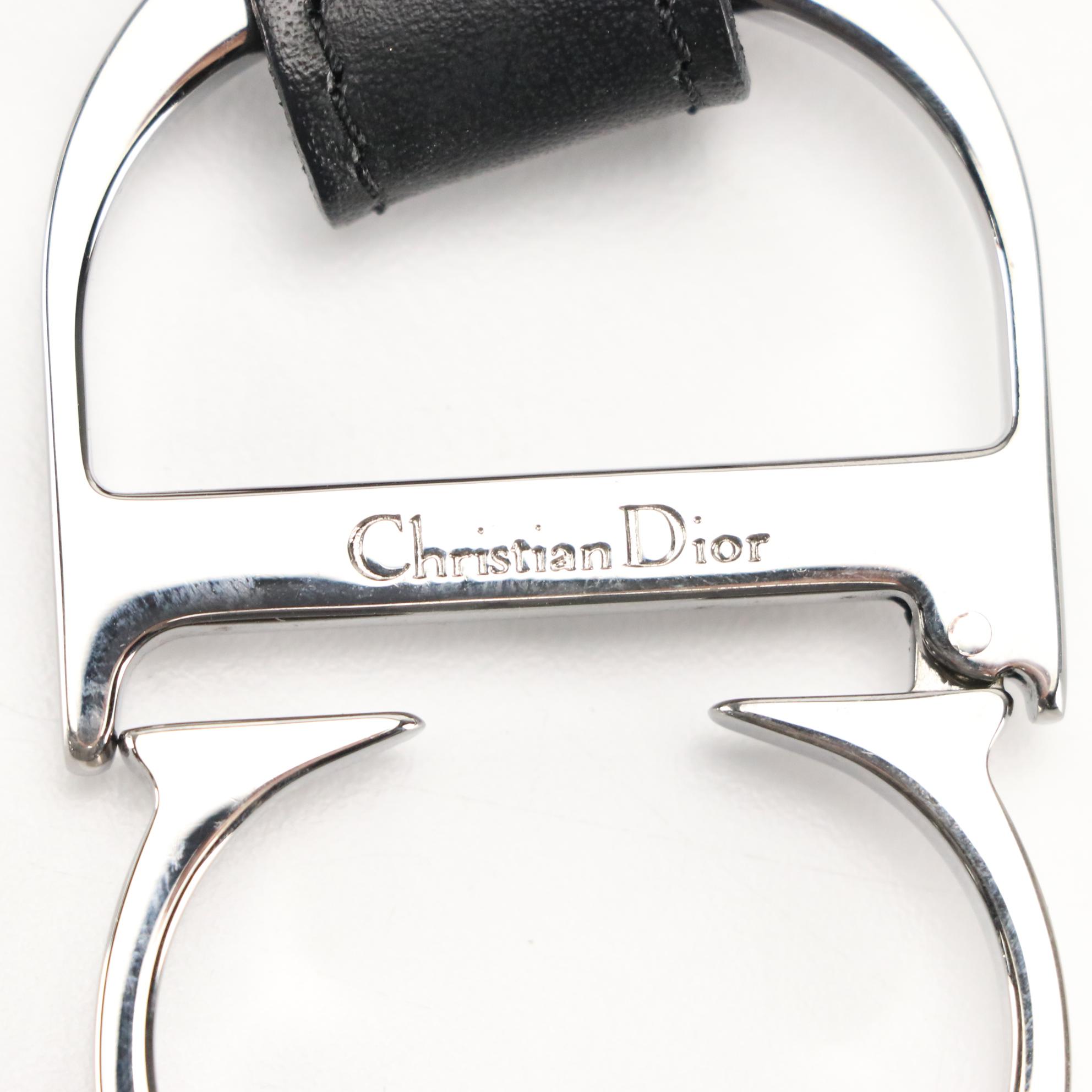 Christian Dior Belt in Trotter Logo Oblique Jacquard and Black Leather