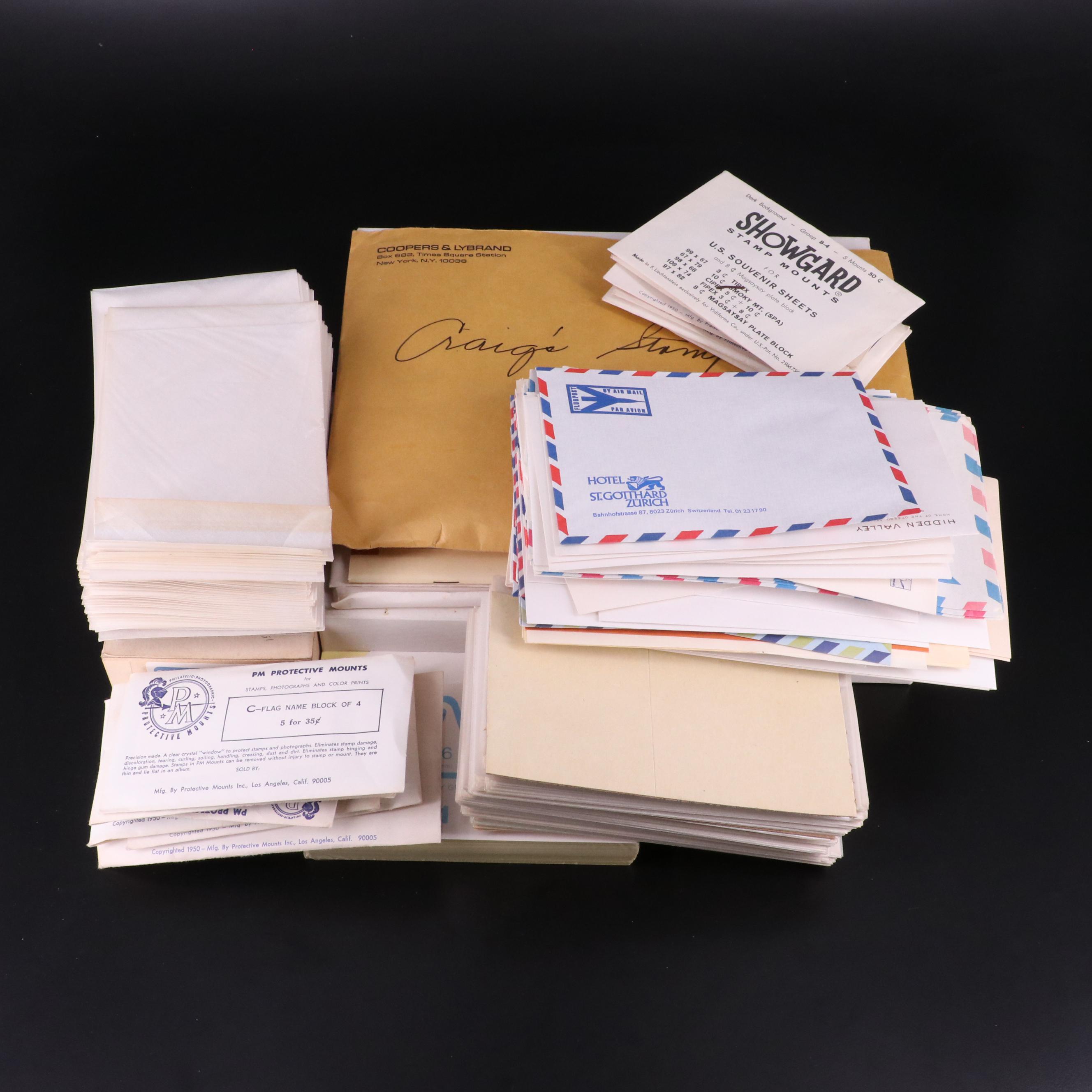 Large Group of Postage Stamps, Envelopes, Postcards and Philately Supplies