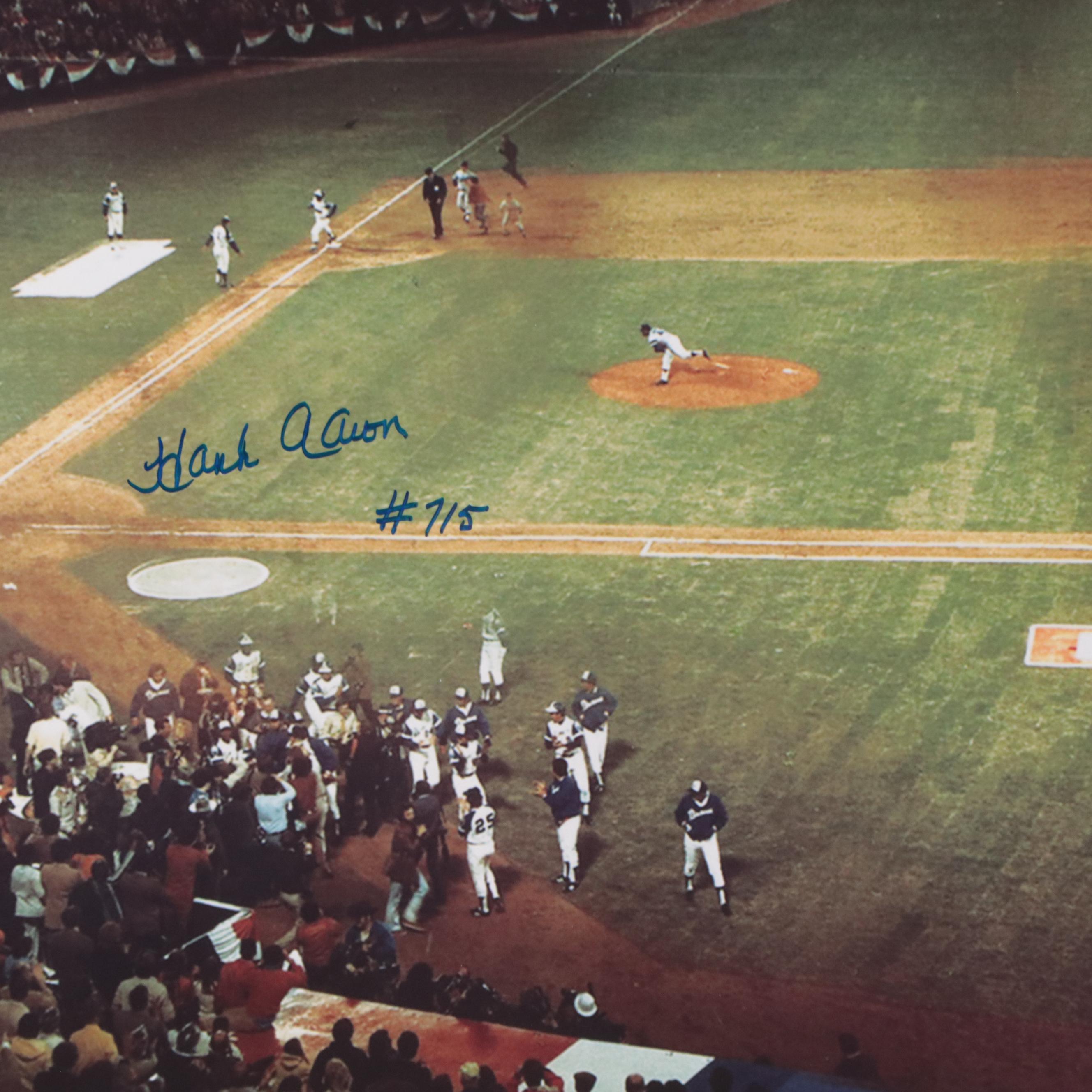 Hank Aaron Signed Atlanta Braves Home Run 715 Print