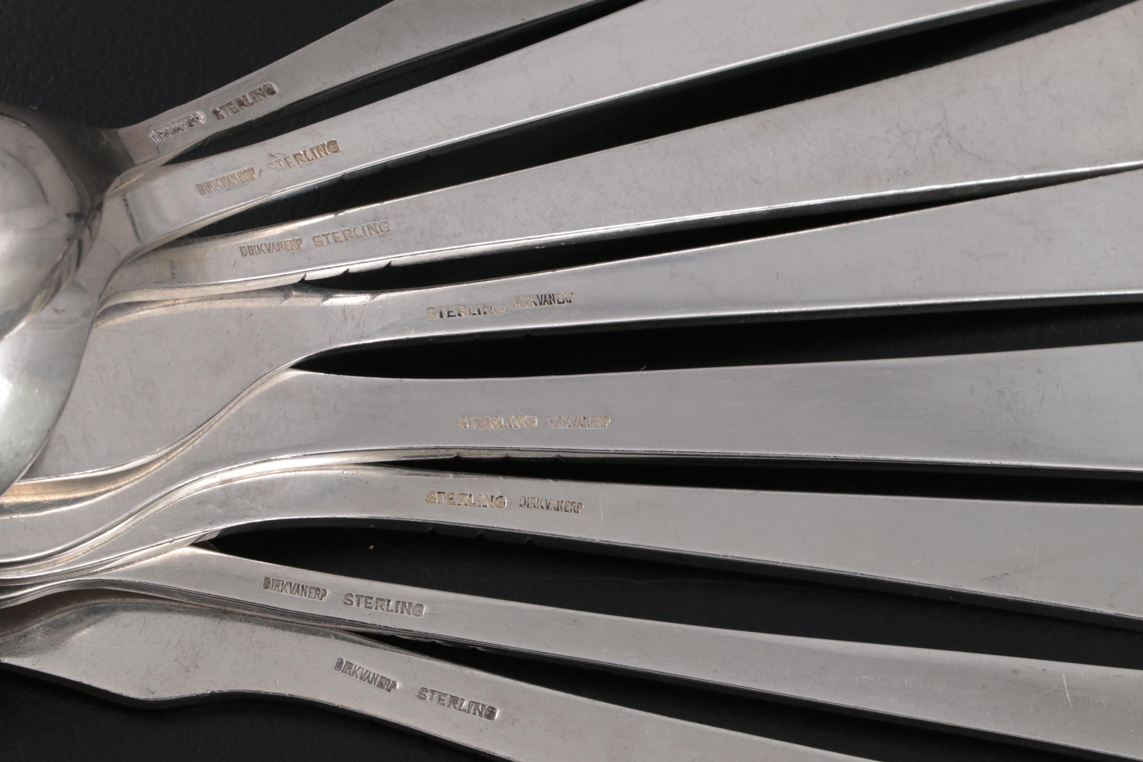 Dirk Van Erp Art Deco Style Sterling Silver Flatware, Early to Mid 20th