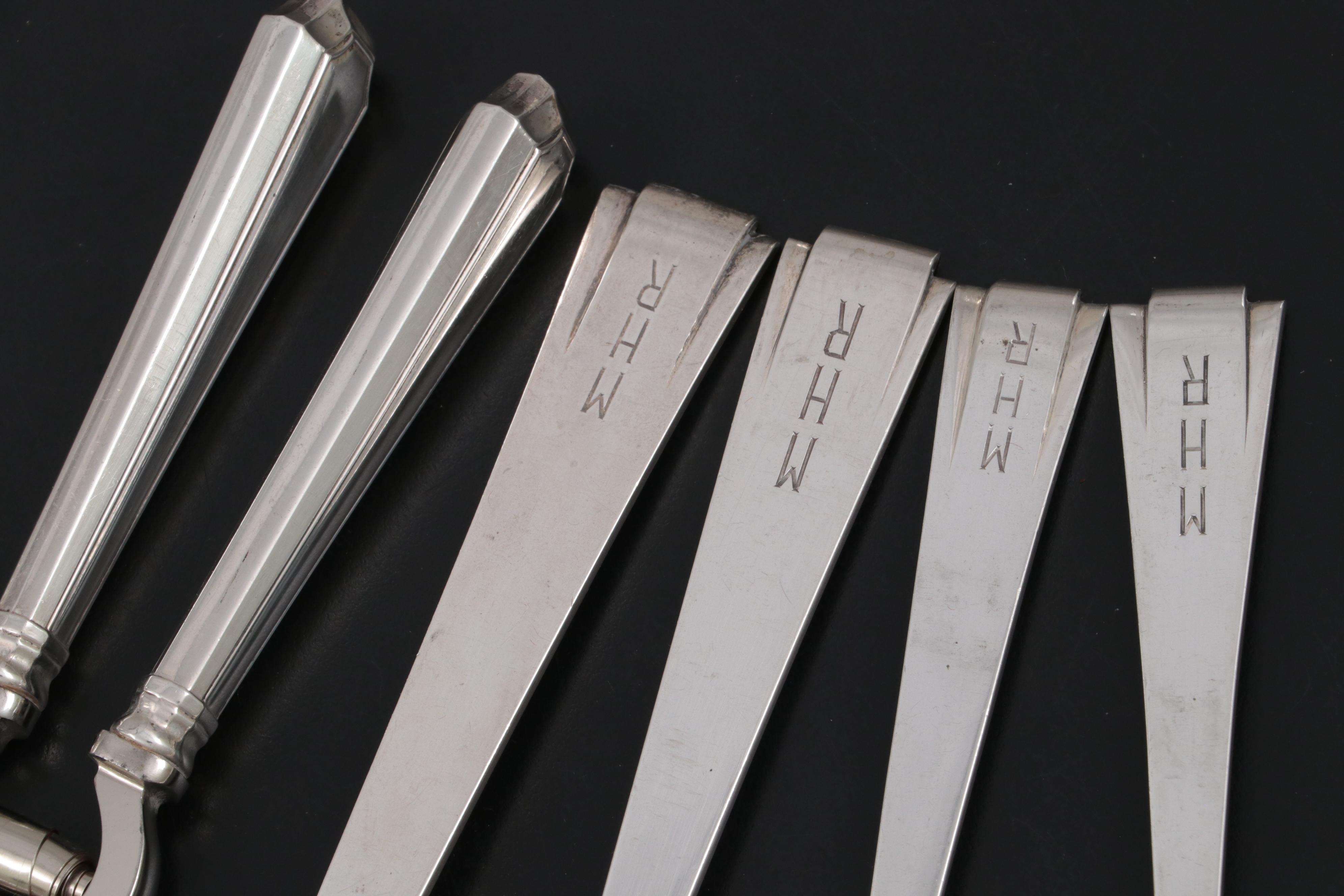 Dirk Van Erp Art Deco Style Sterling Silver Flatware, Early to Mid 20th