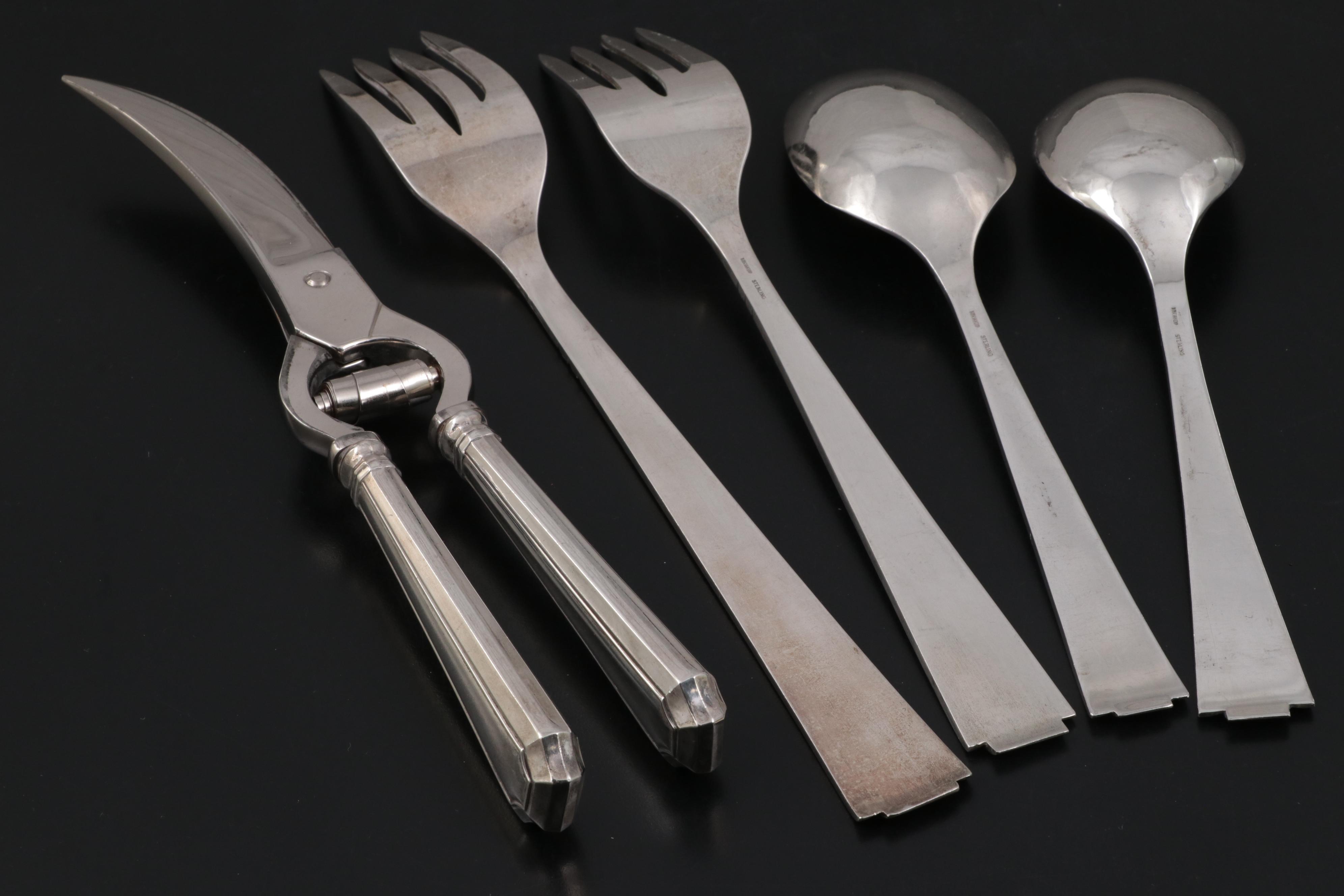 Dirk Van Erp Art Deco Style Sterling Silver Flatware, Early to Mid 20th