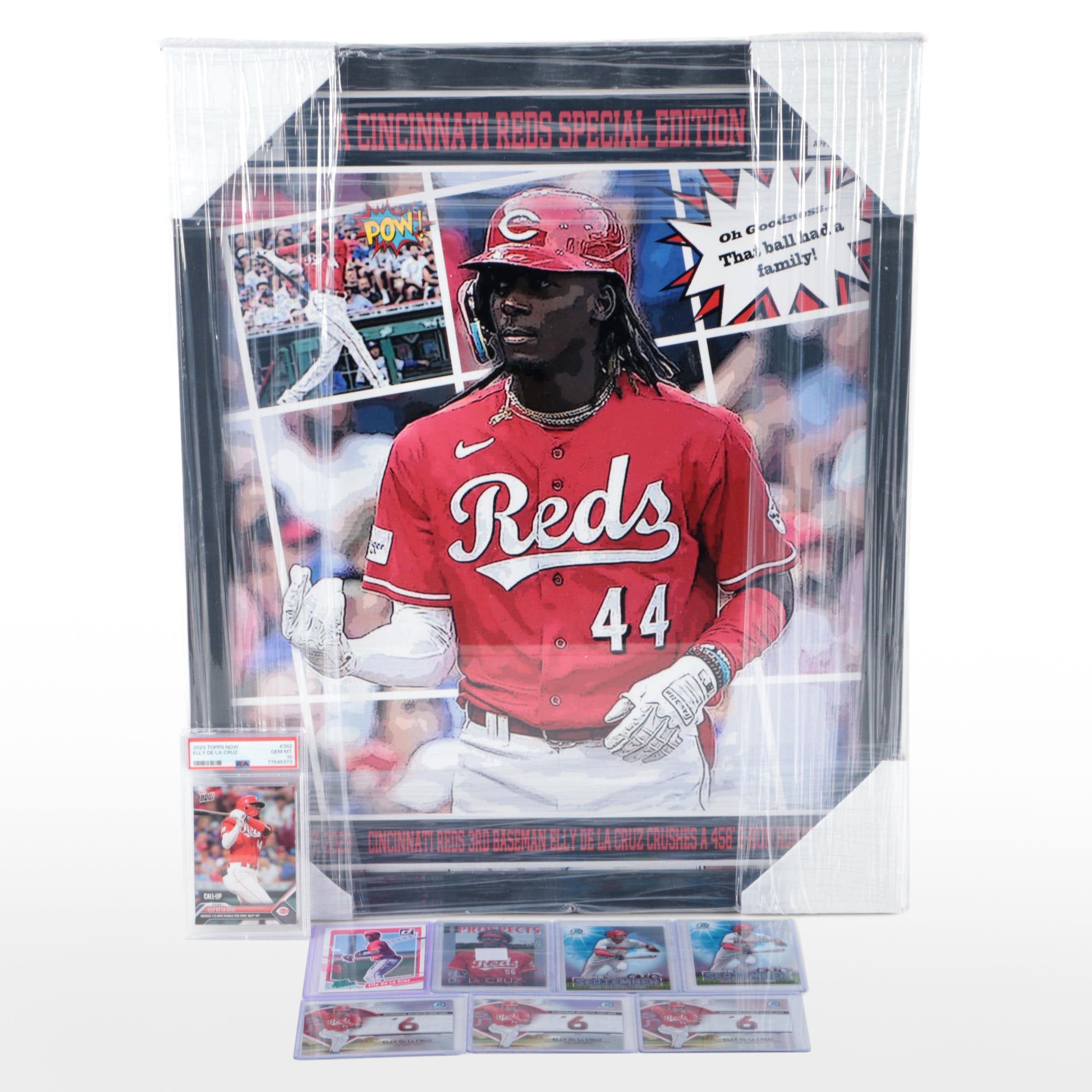 Elly De La Cruz Framed Print with Rookie Year Card PSA Graded 10 and More