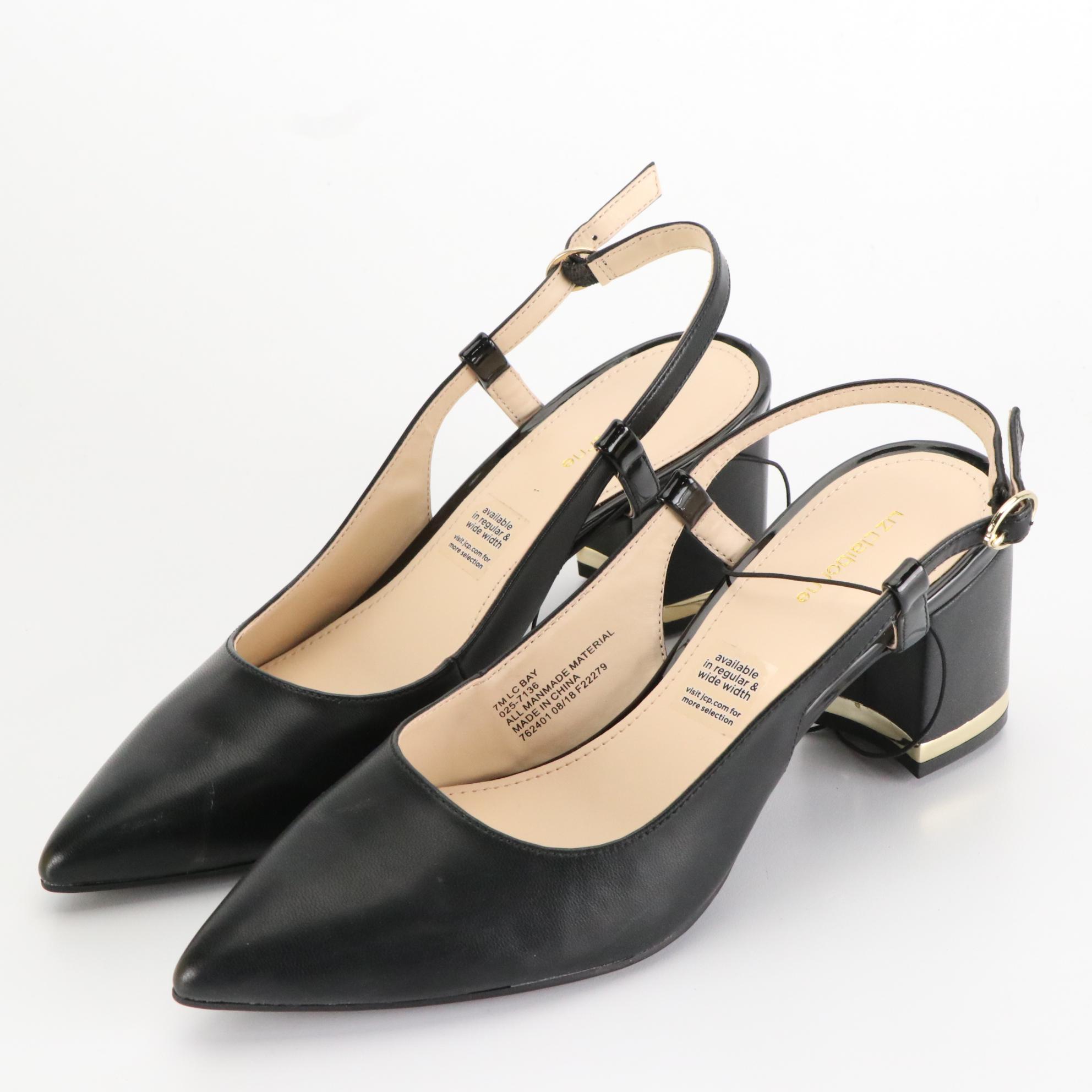 Liz Claiborne LC Bay Black Block Heel Closed-Toe Sandals in Boxes