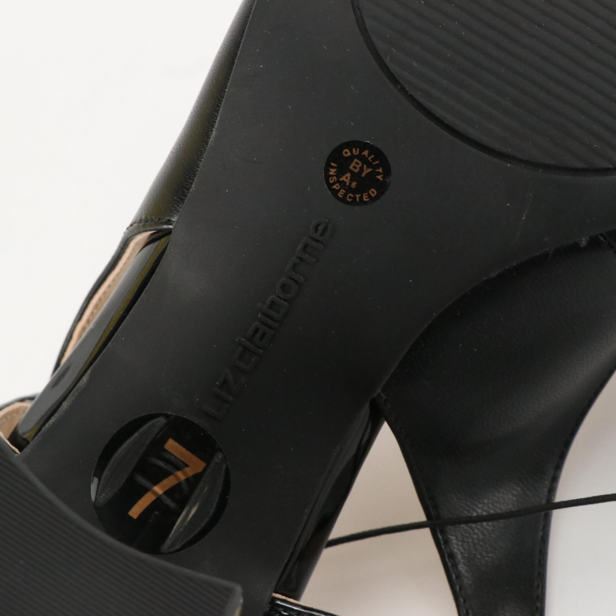 Liz Claiborne LC Bay Black Block Heel Closed-Toe Sandals in Boxes