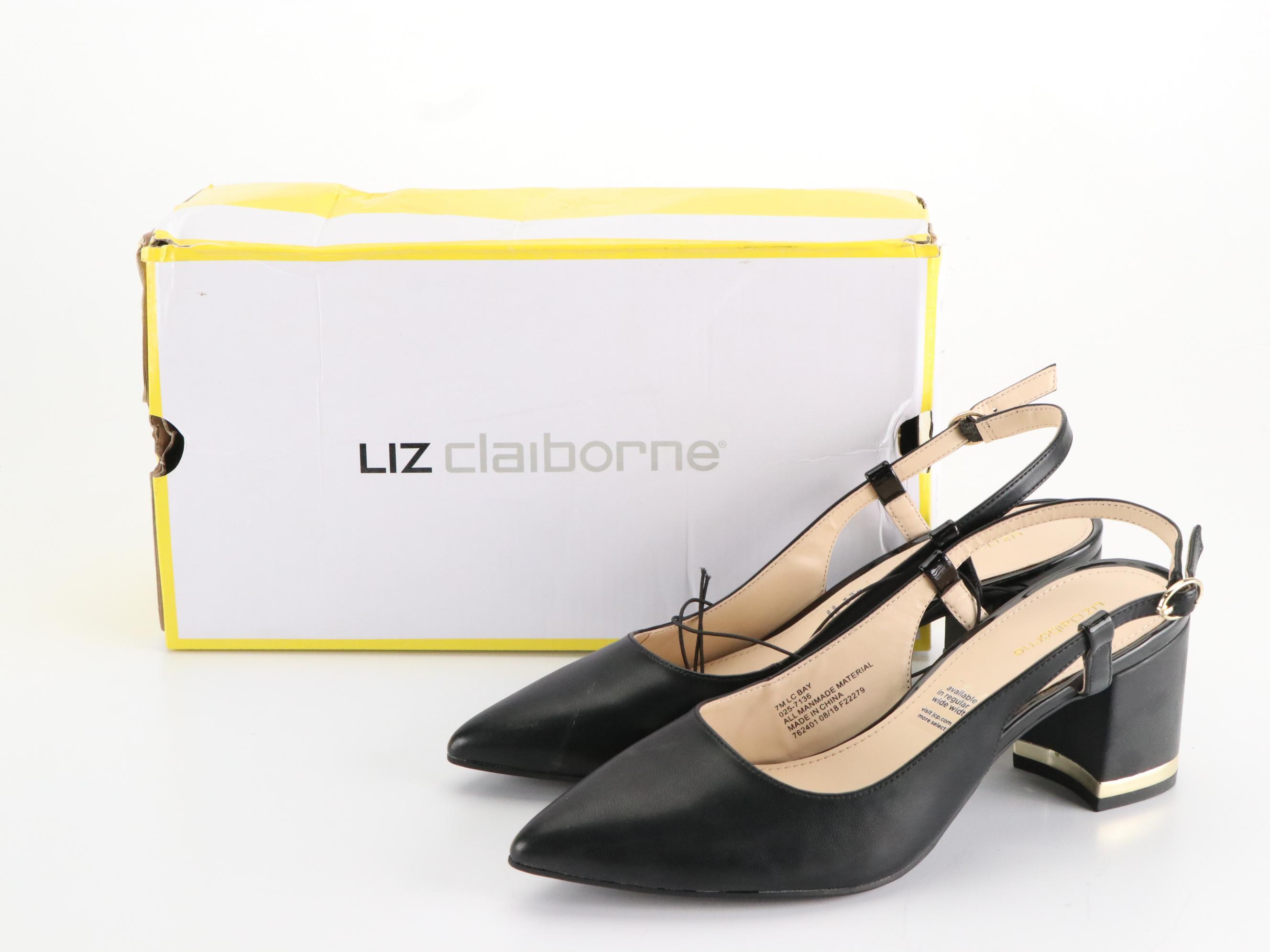 Liz Claiborne LC Bay Black Block Heel Closed-Toe Sandals in Boxes