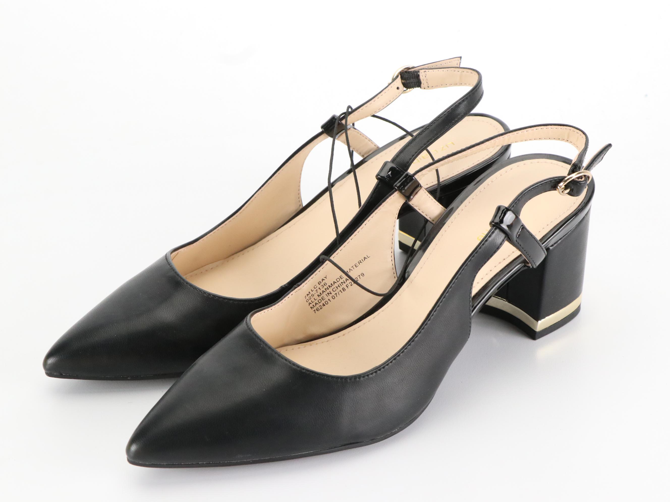 Liz Claiborne LC Bay Black Block Heel Closed-Toe Sandals in Boxes