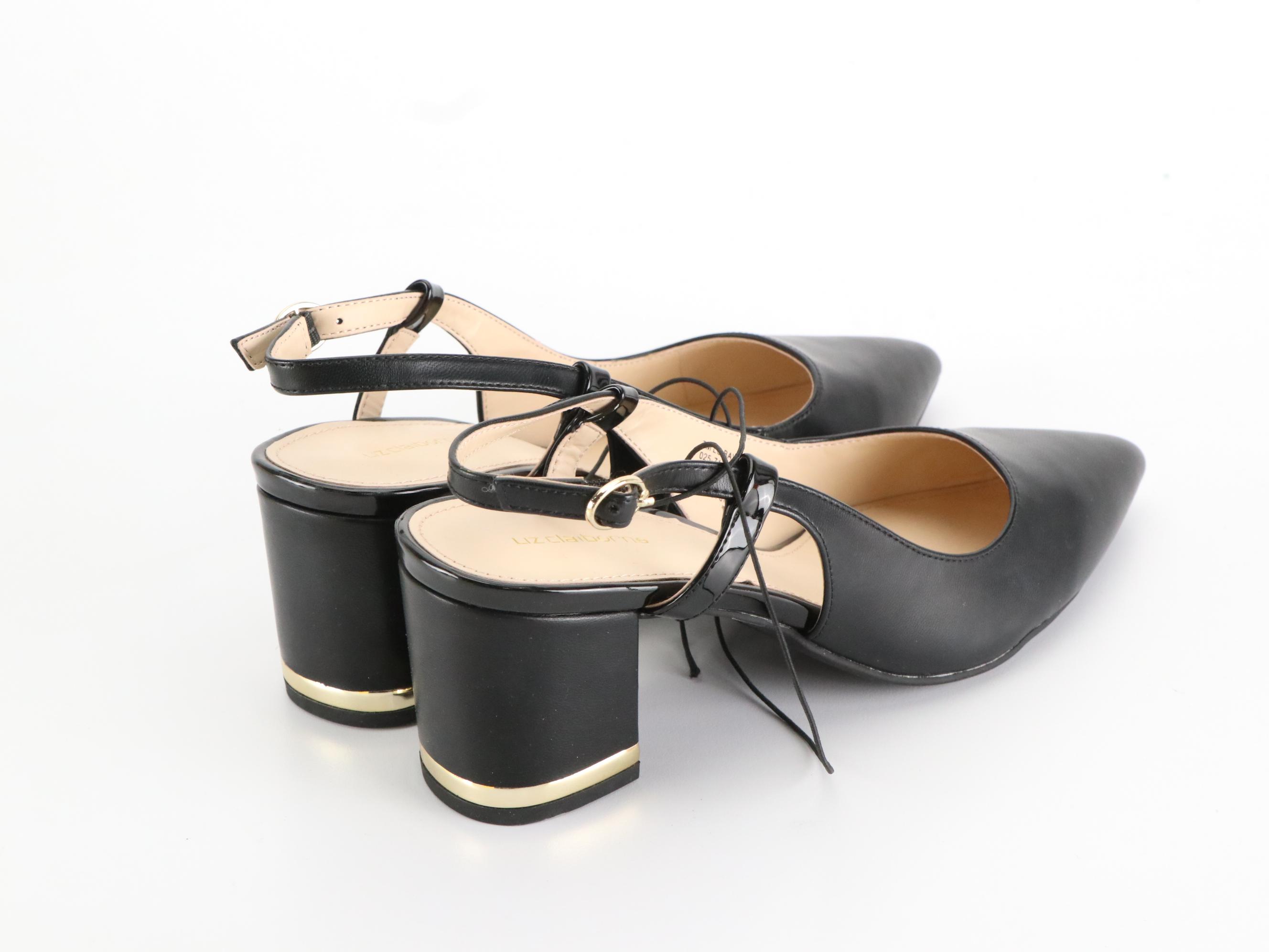 Liz Claiborne LC Bay Black Block Heel Closed-Toe Sandals in Boxes