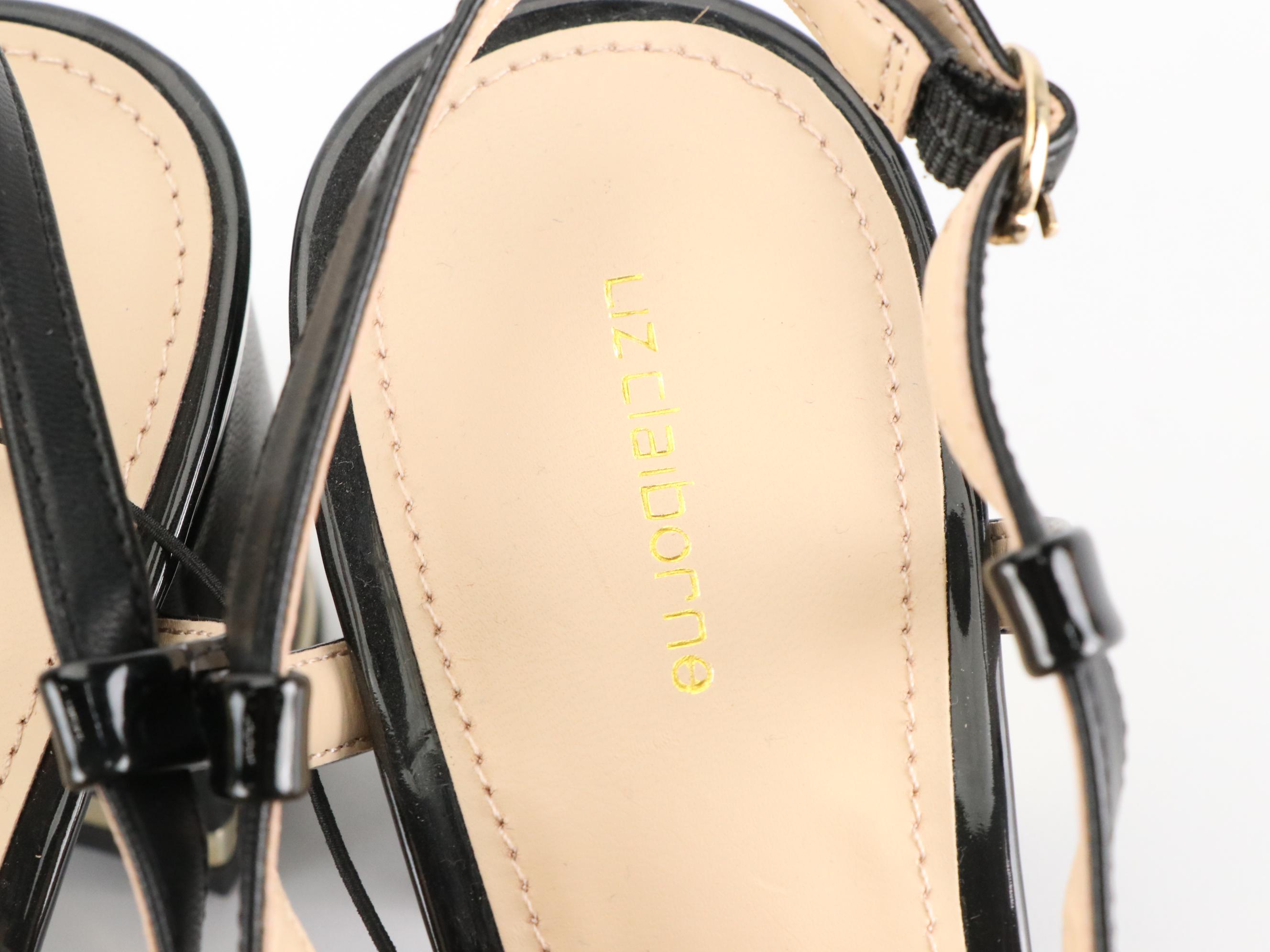 Liz Claiborne LC Bay Black Block Heel Closed-Toe Sandals in Boxes