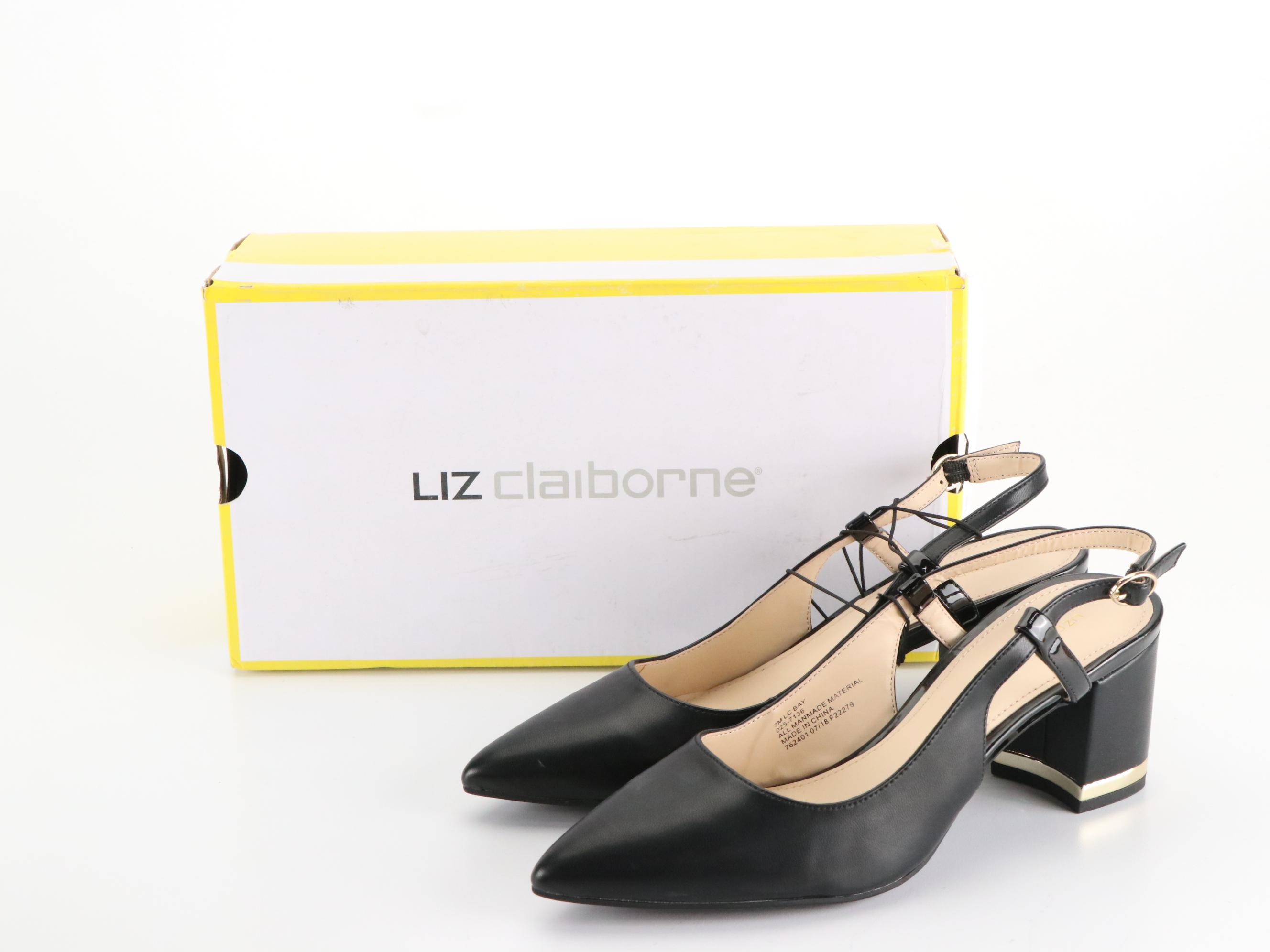 Liz Claiborne LC Bay Black Block Heel Closed-Toe Sandals in Boxes
