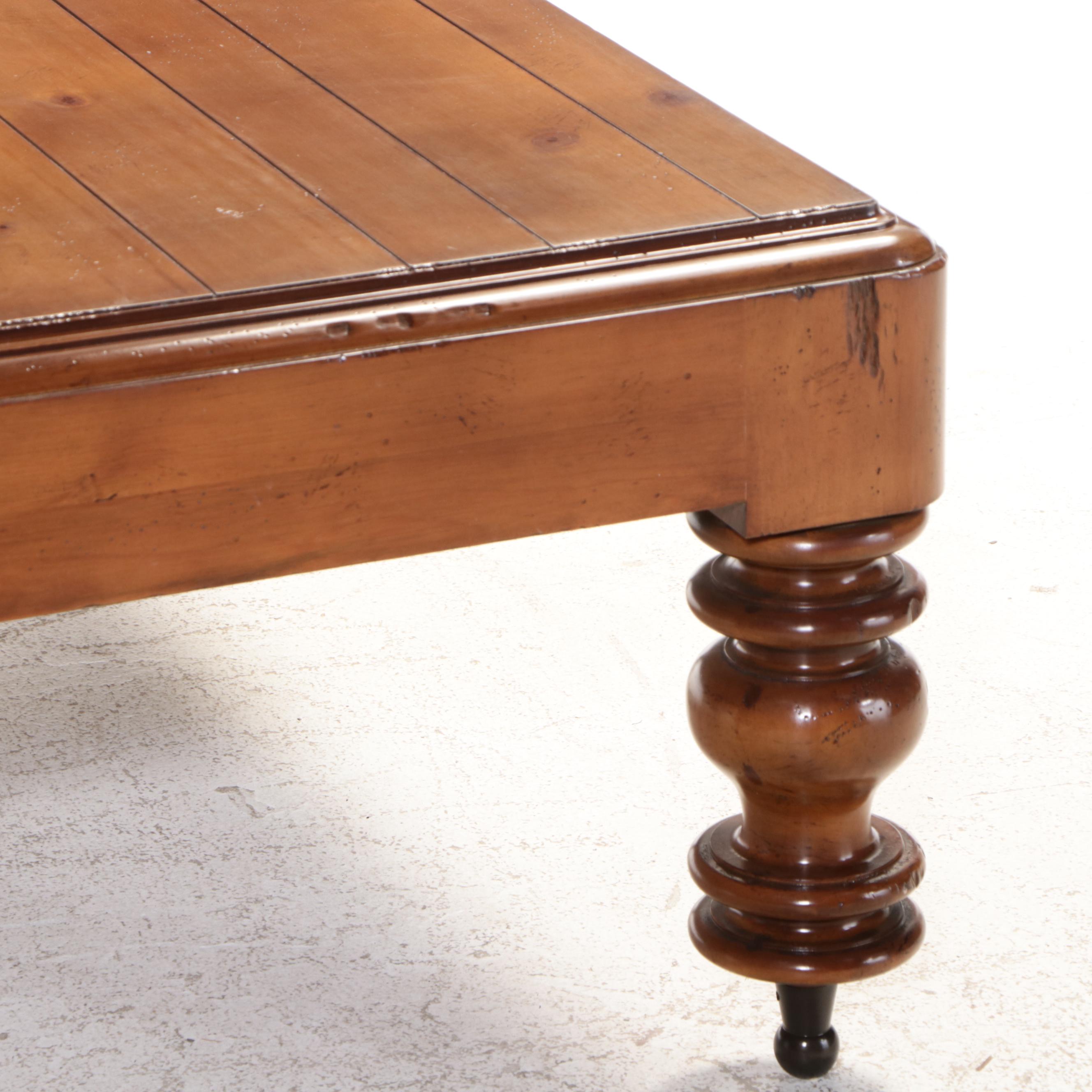 Planked Pine Coffee Table on Turned Legs