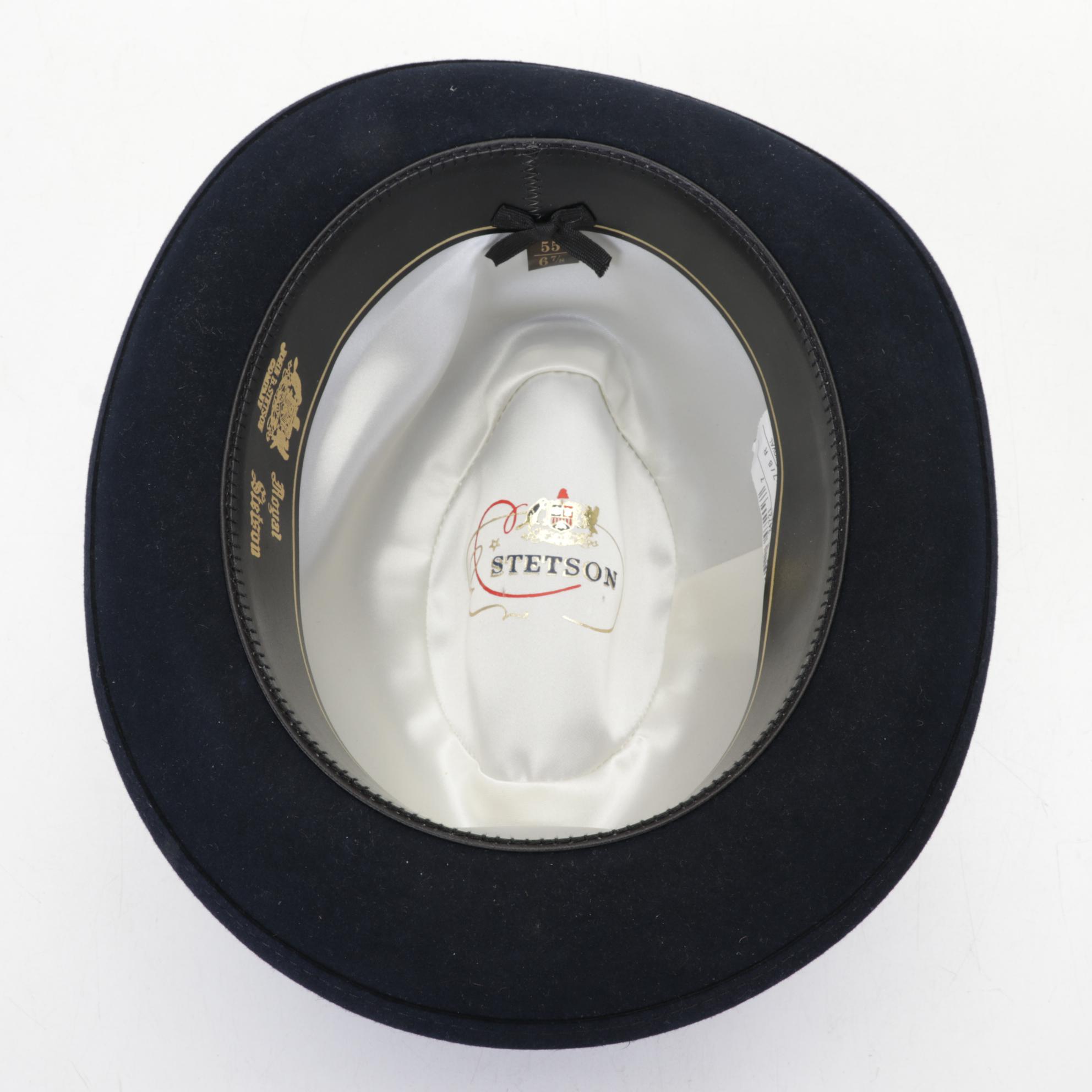 Men's Hats Featuring Stetson Dark Blue Felt Fedora