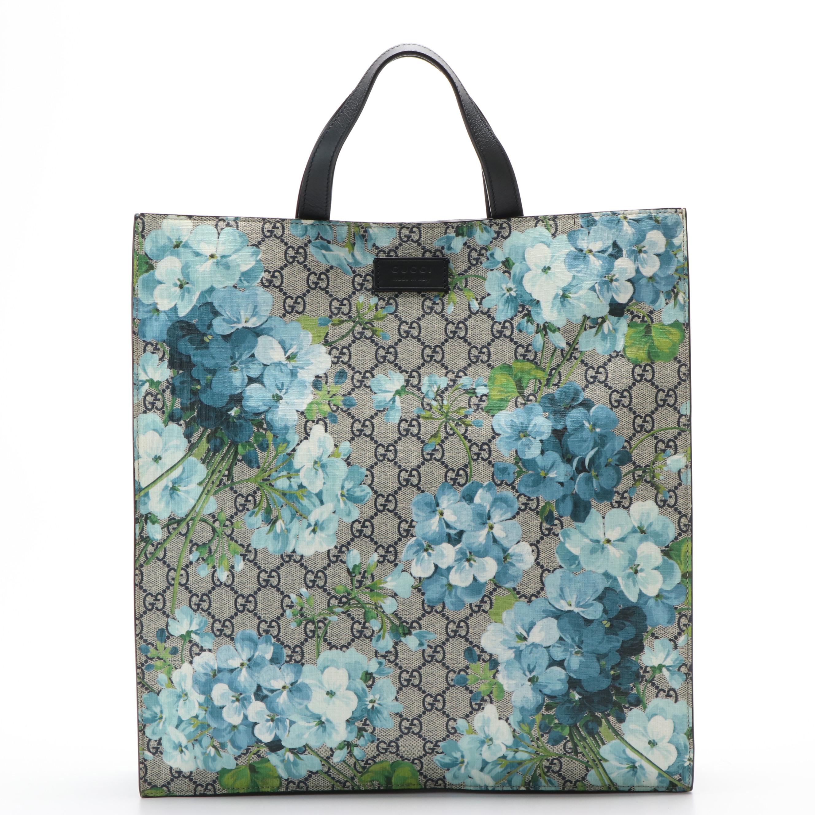 Gucci GG Supreme Blooms Vertical  Soft Coated Canvas Tote Bag