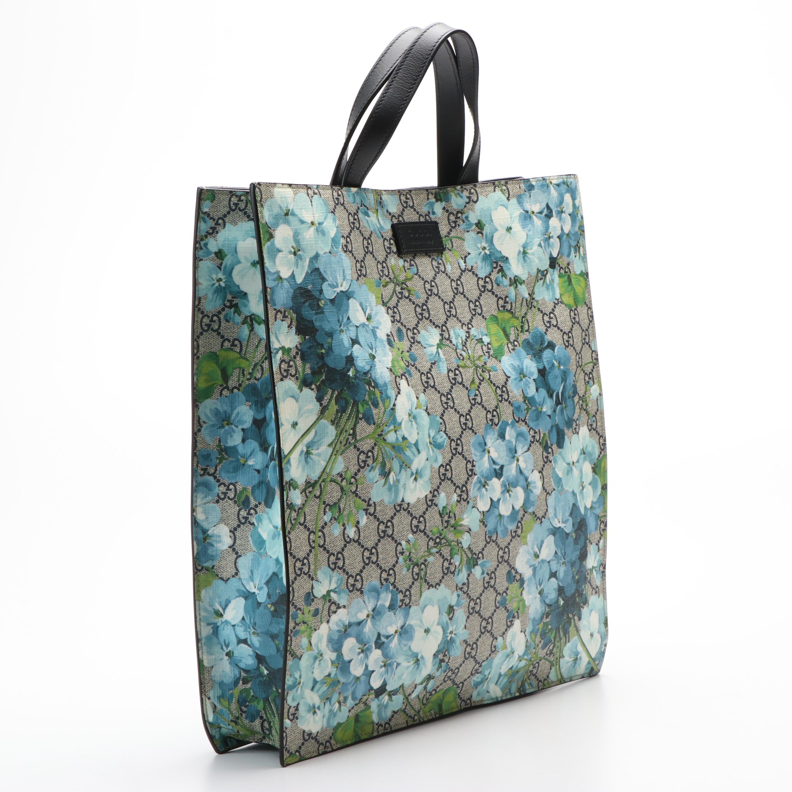 Gucci GG Supreme Blooms Vertical  Soft Coated Canvas Tote Bag