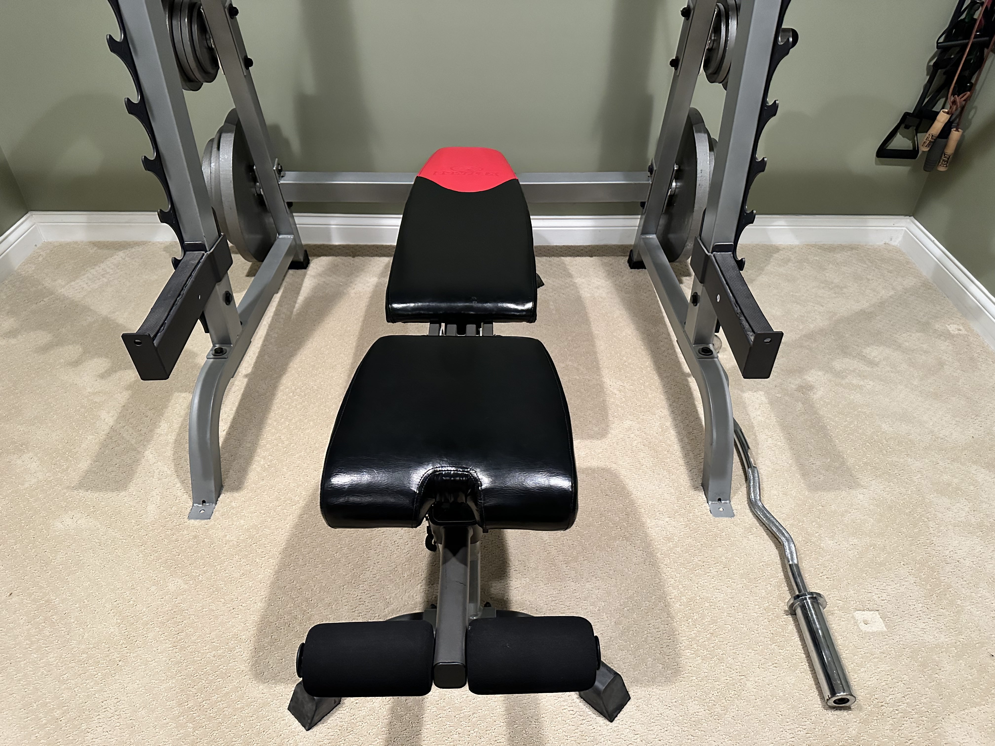 Body-Solid Fitness Weight Rack, Bowflex Bench and Weights