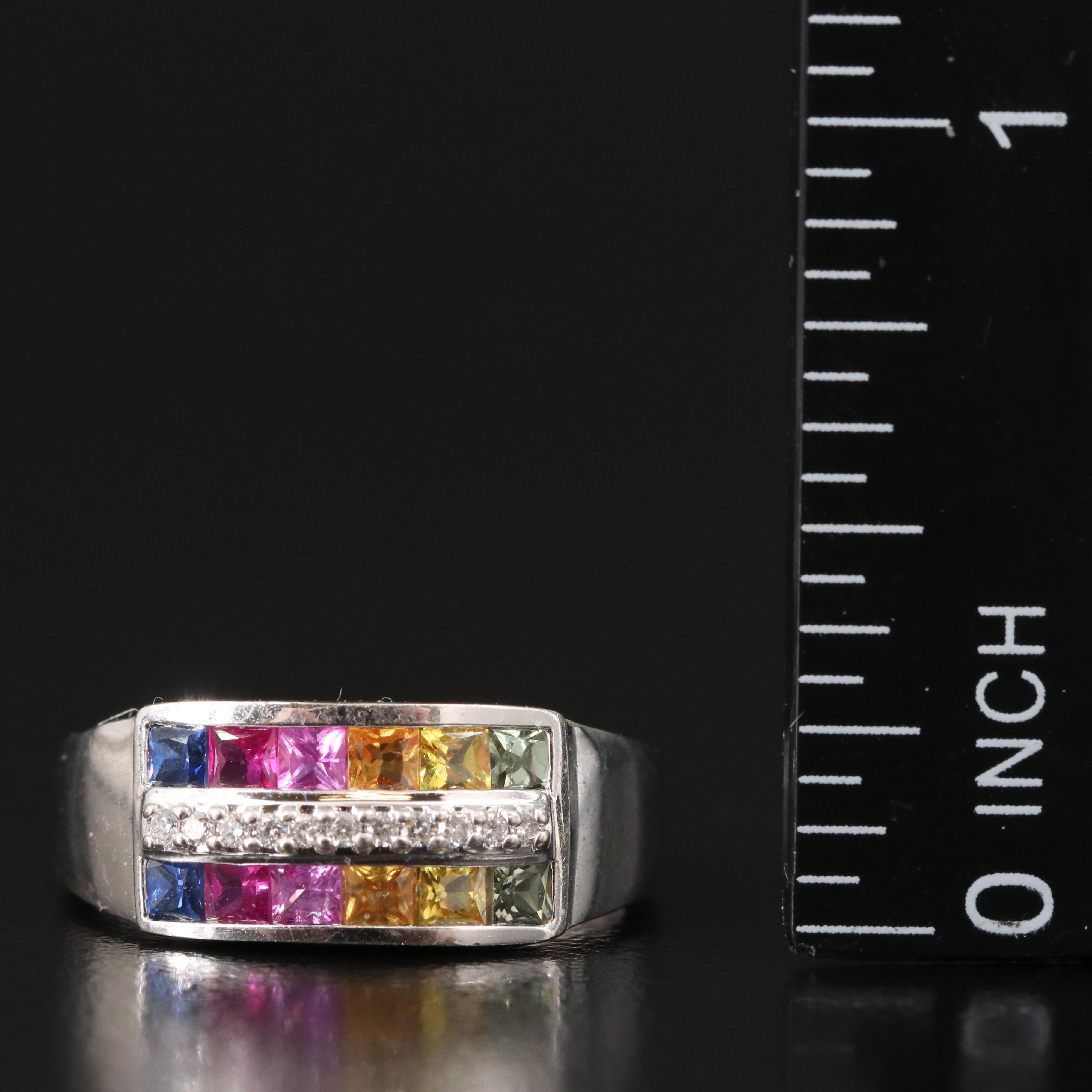 14K Diamond, Sapphire and Ruby Ring