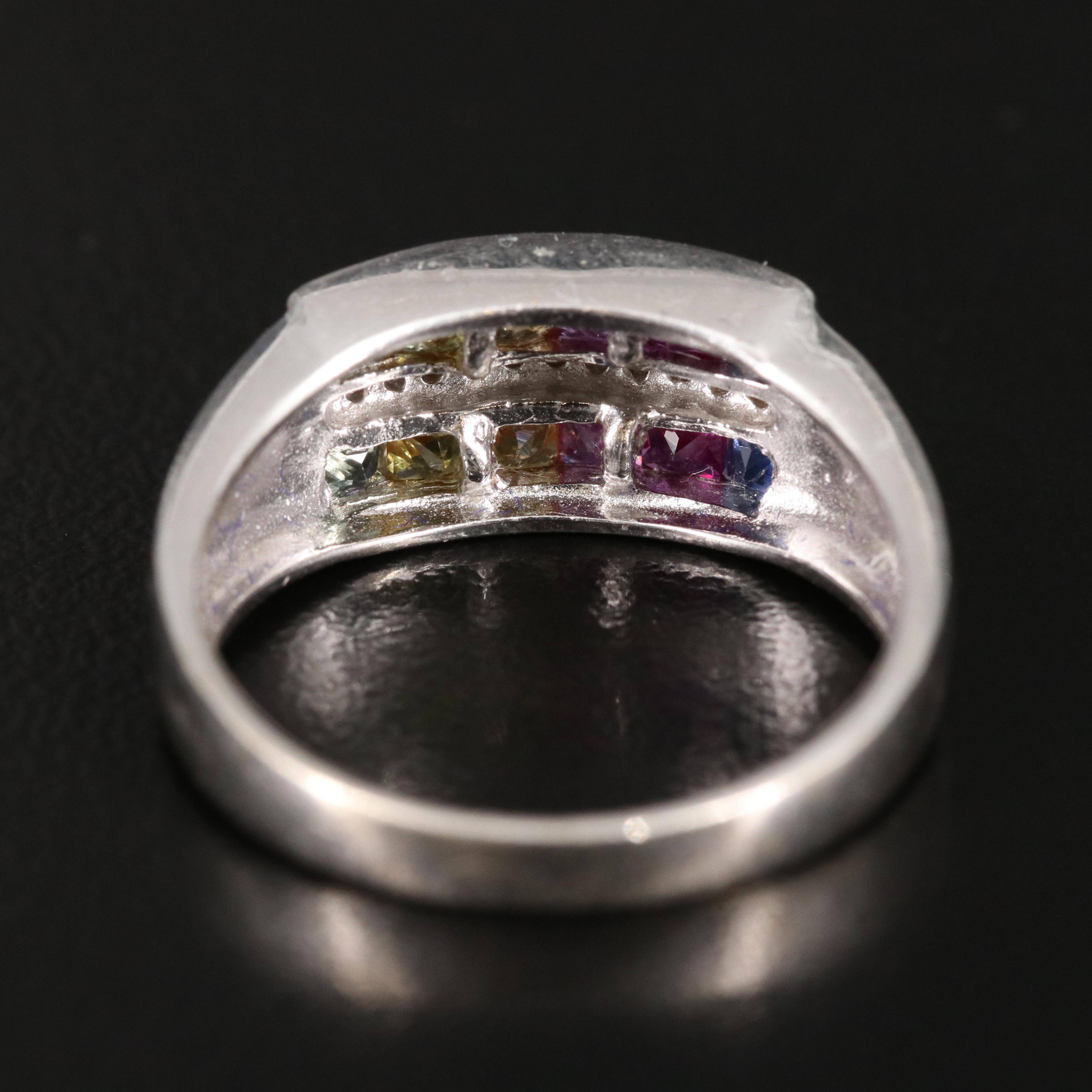 14K Diamond, Sapphire and Ruby Ring