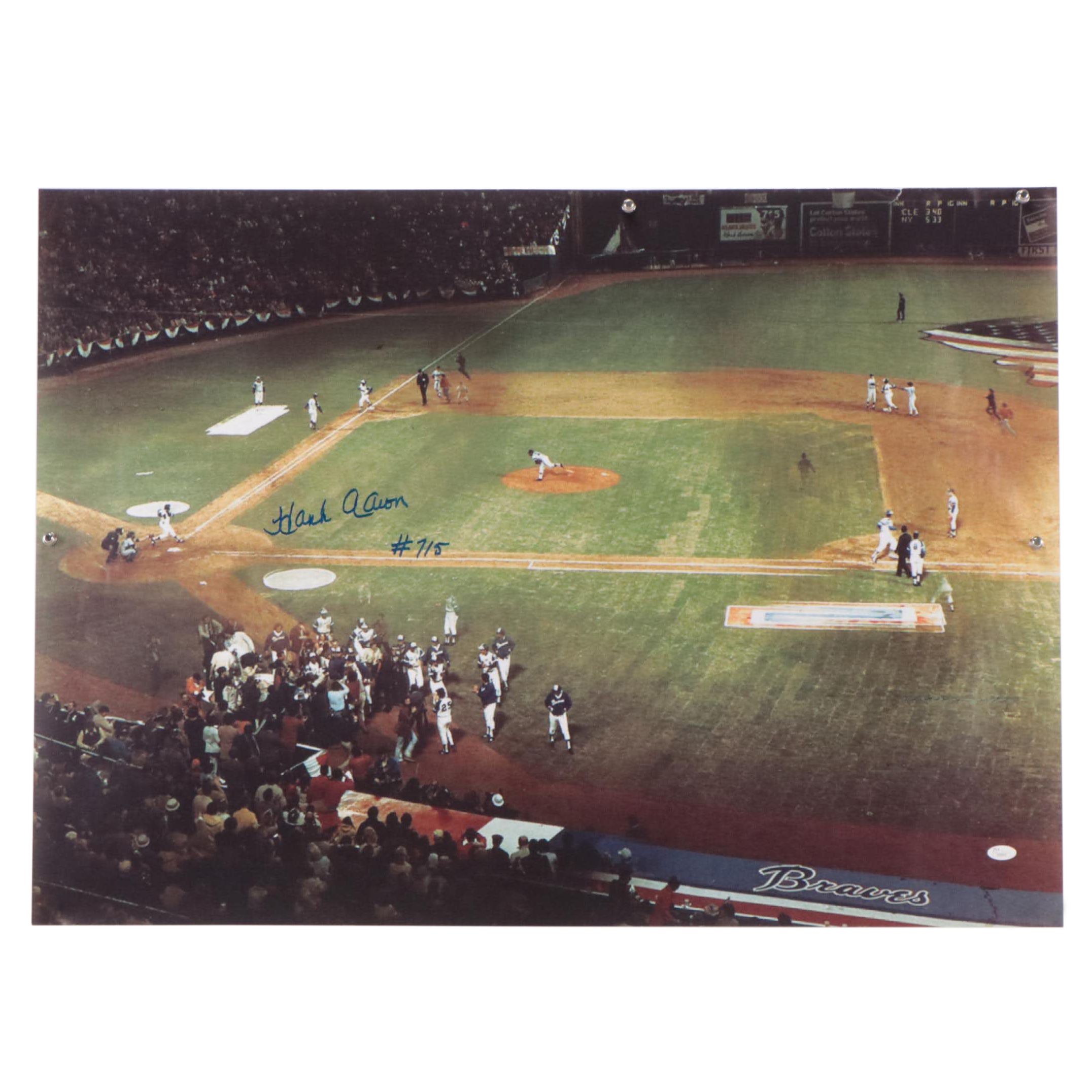 Hank Aaron Signed Atlanta Braves Home Run 715 Print