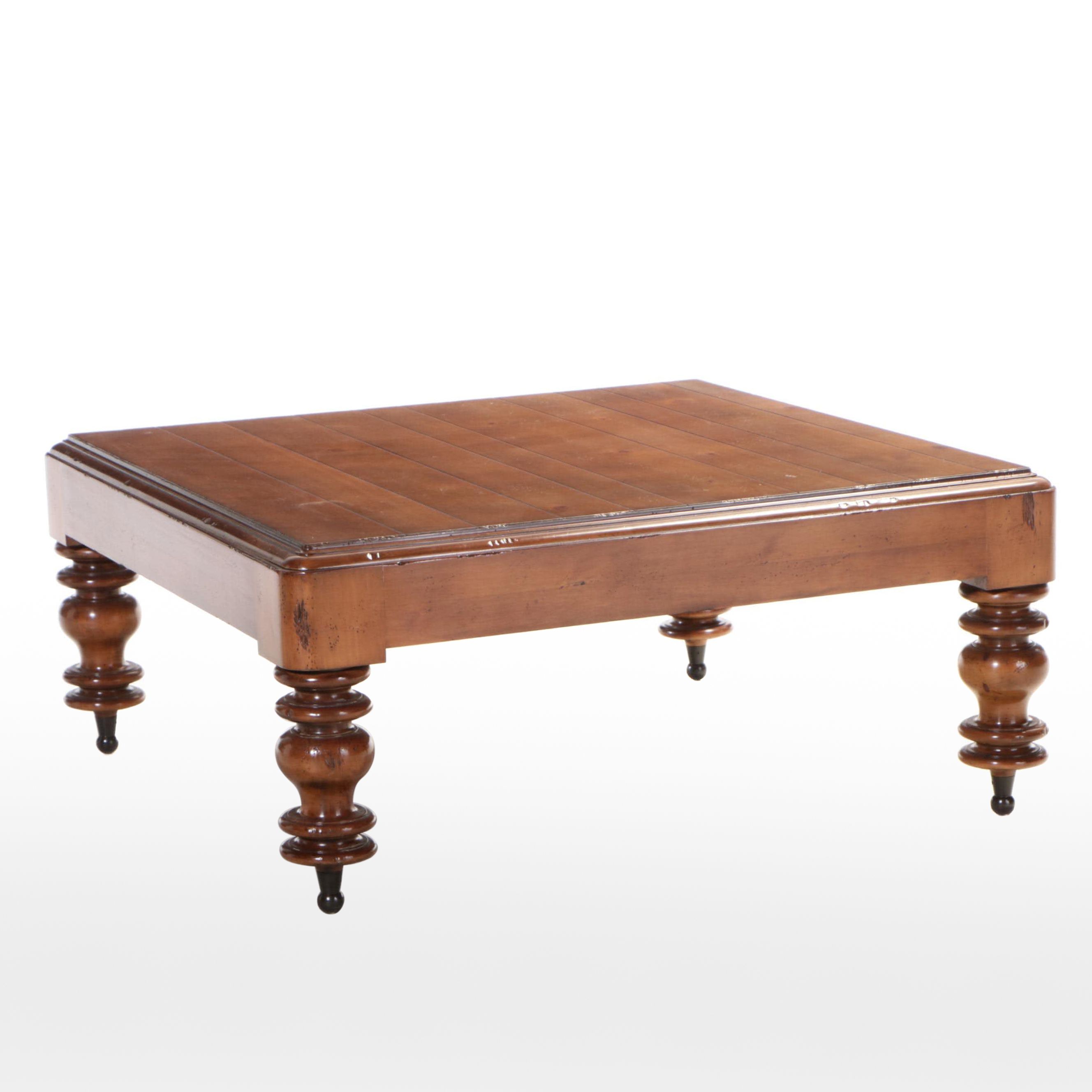 Planked Pine Coffee Table on Turned Legs