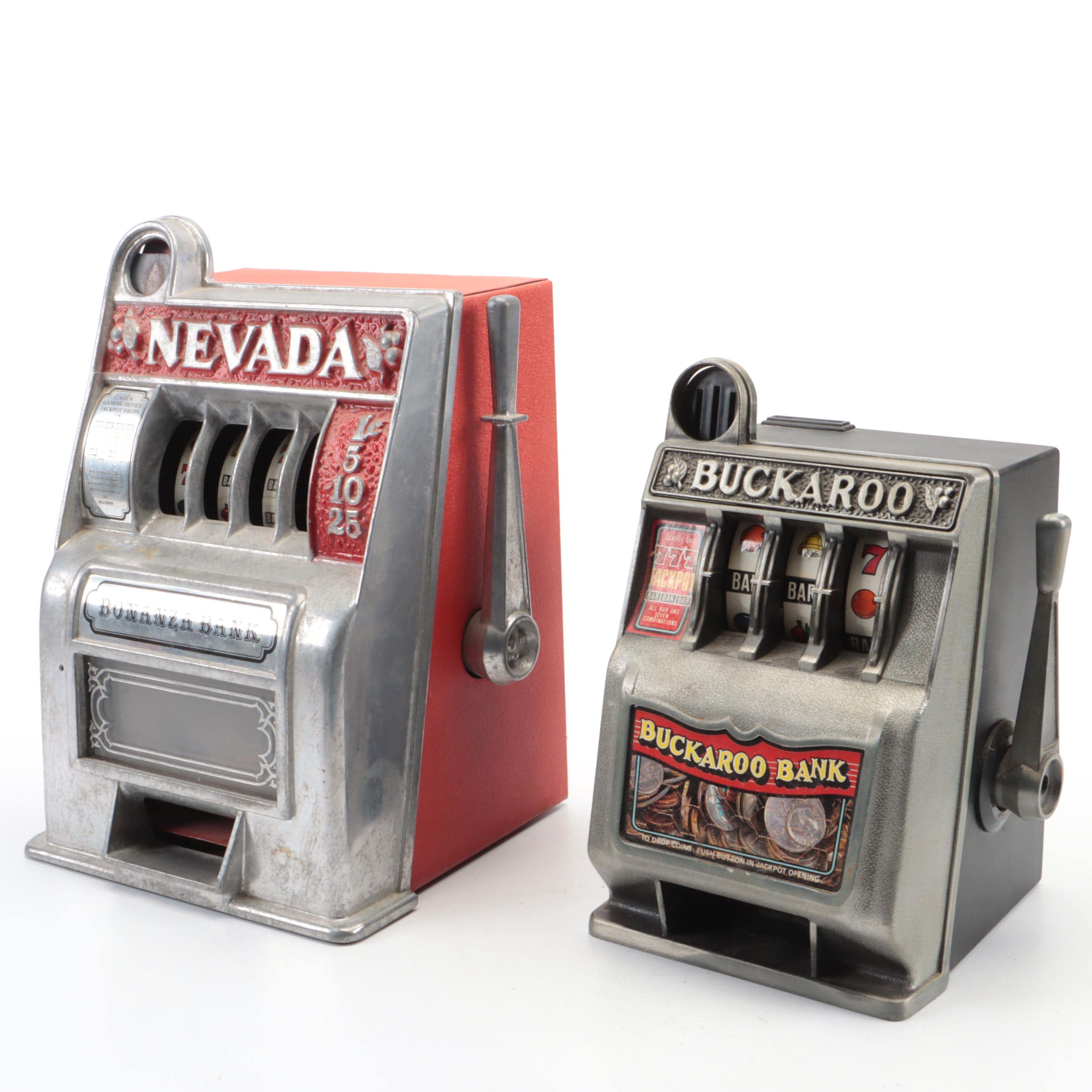 Nevada Bonanza Bank Slot Machine and Buckaroo Slot Machine Coin Banks