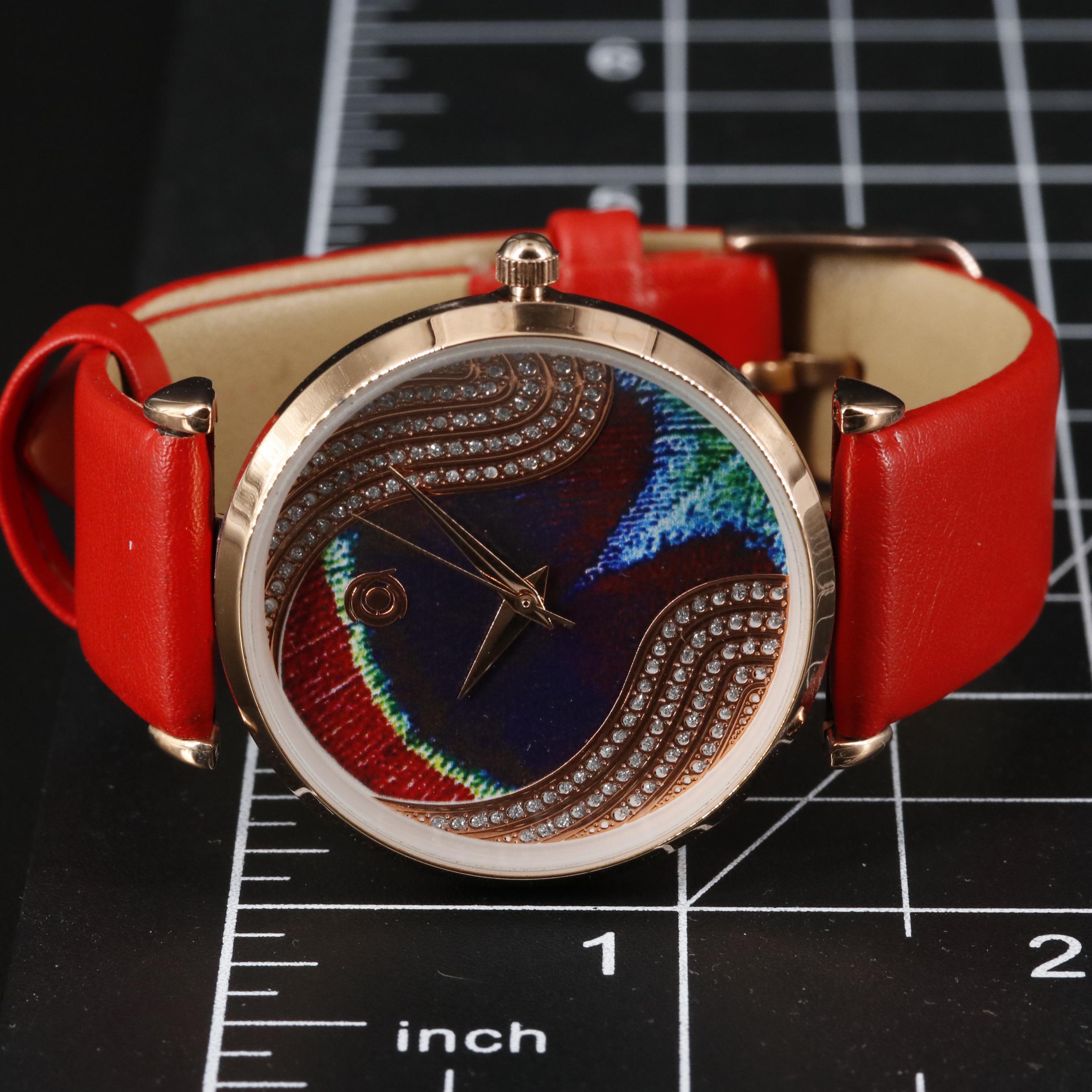 Magnicor Feather Motif Watch with Swarovski Crystal Accents