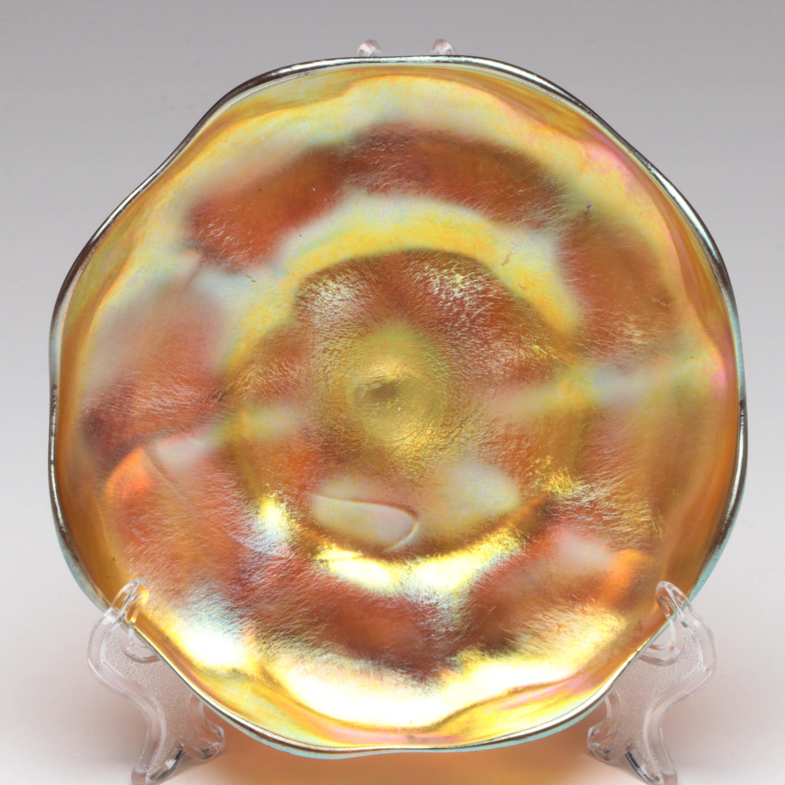 Louis Comfort Tiffany Favrile Art Glass Bowl and Underplate, Early 20th Century